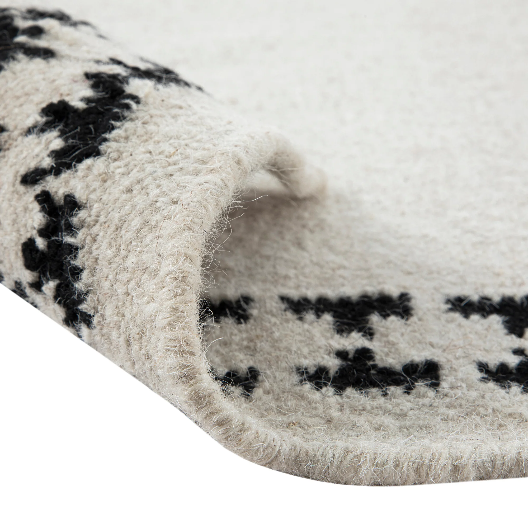 Atlan Cream & Black Handwoven Wool Rug - Image 7