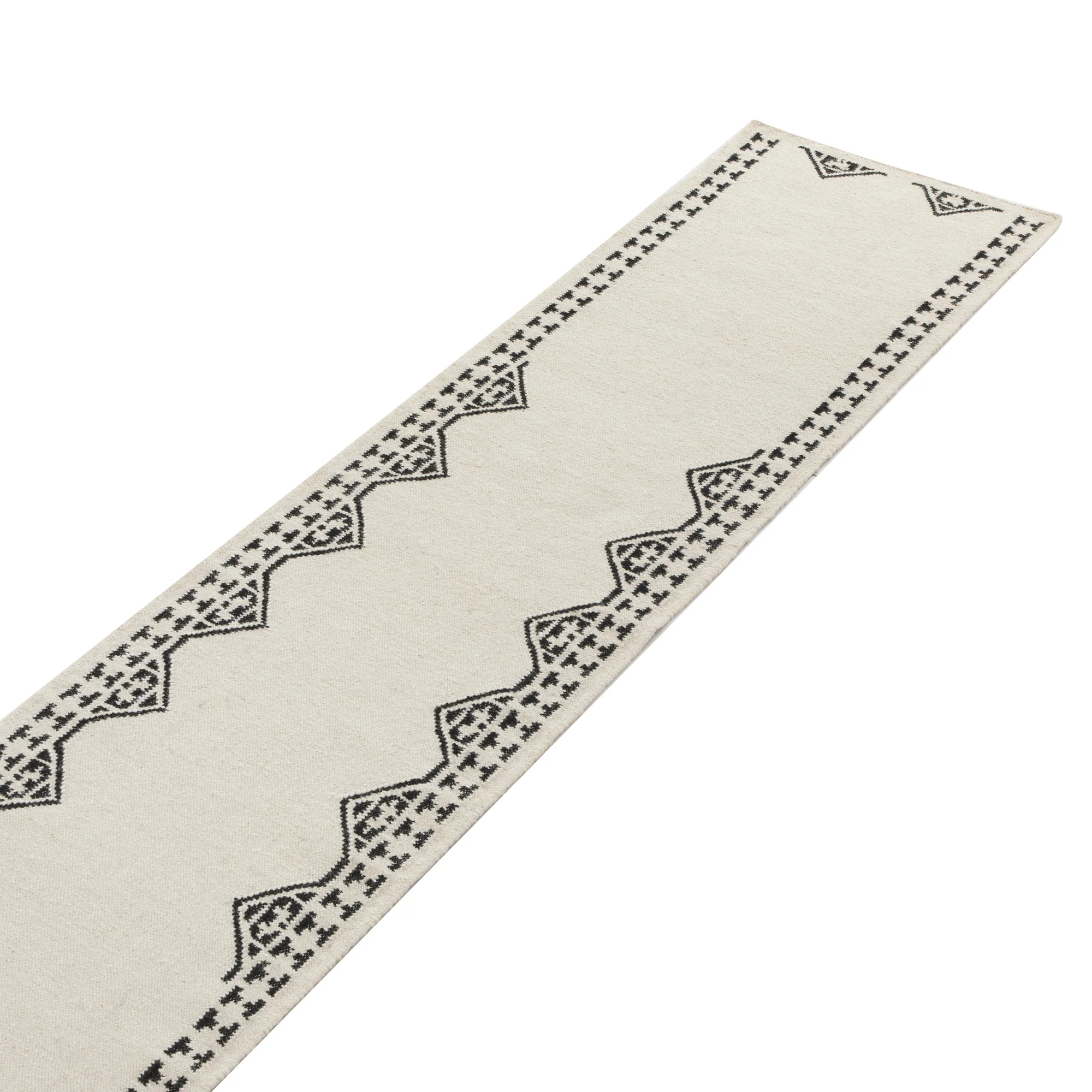 Atlan Cream & Black Handwoven Wool Runner - Image 2