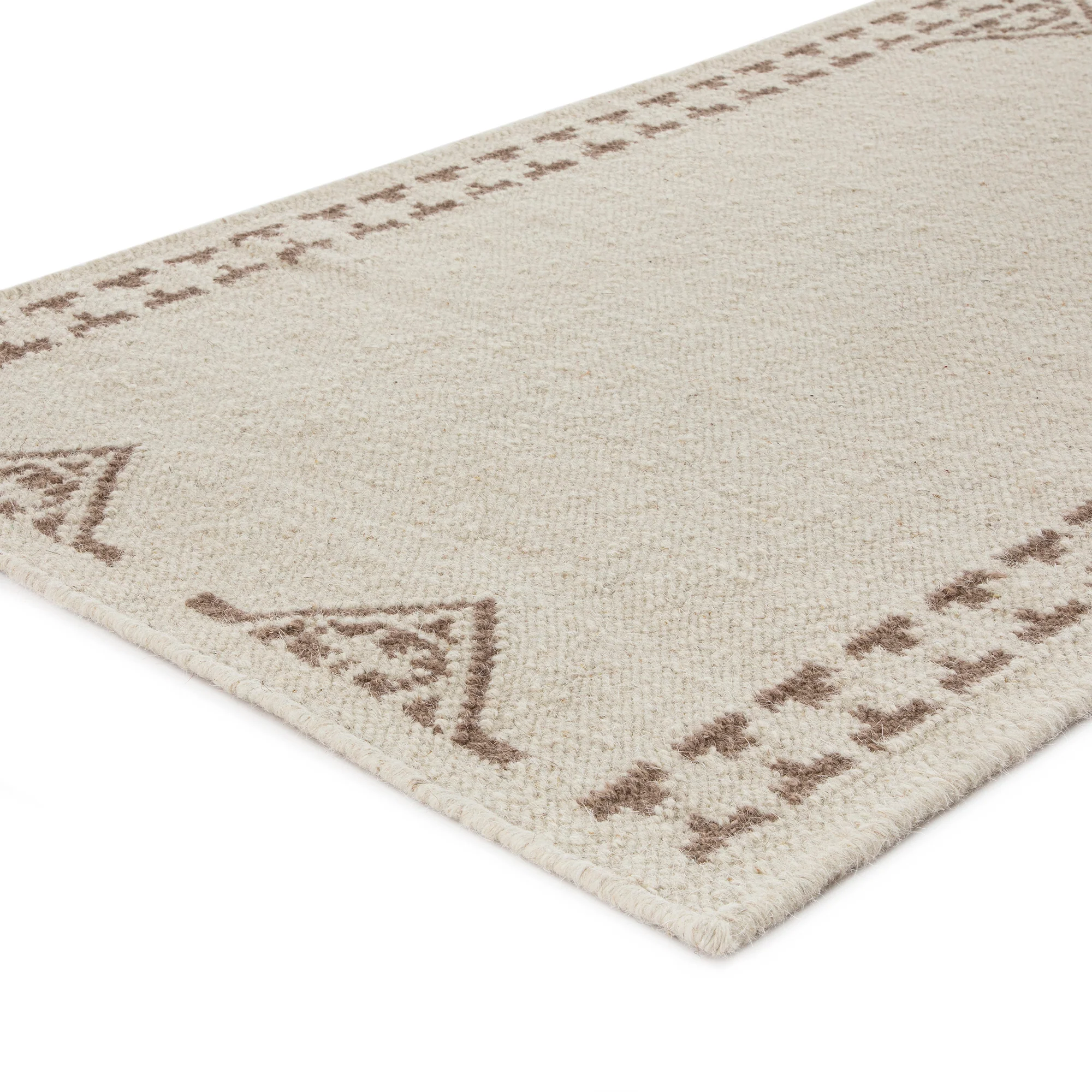 Atlan Cream & Taupe Handwoven Wool Runner - Image 4