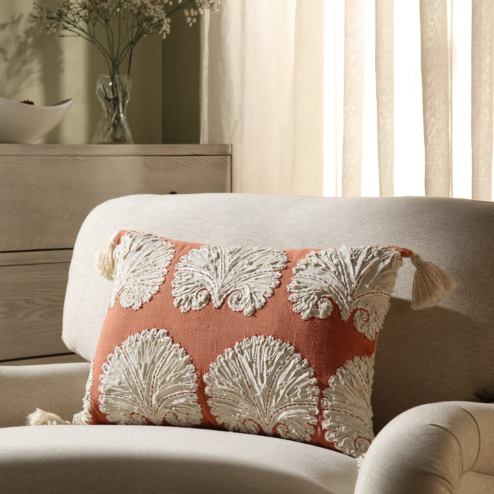 Aubrey Collection Suzani Motif Appliqué Cushion - Image 2