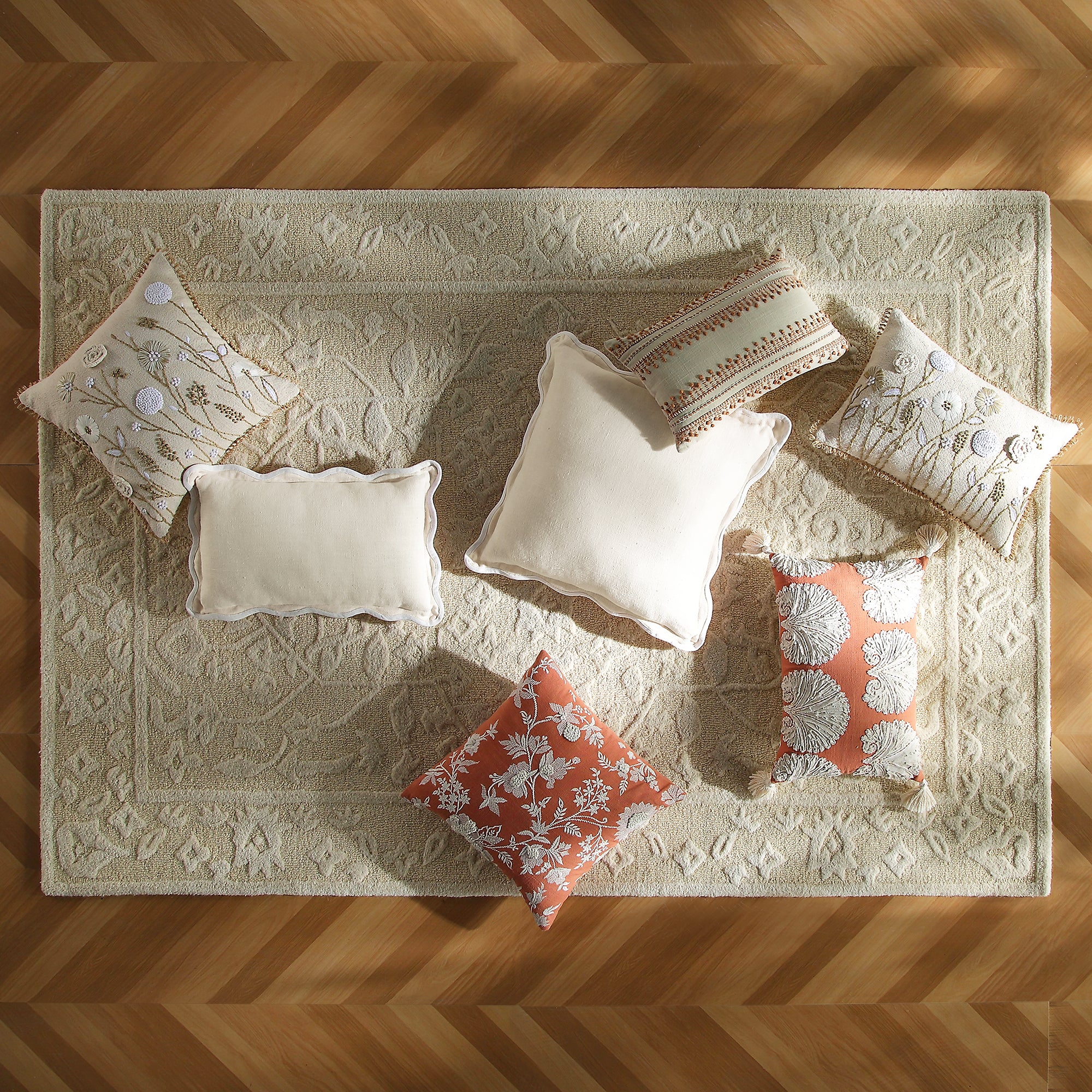 Aubrey Collection Hand Embroidered Floral Cushion - Image 3