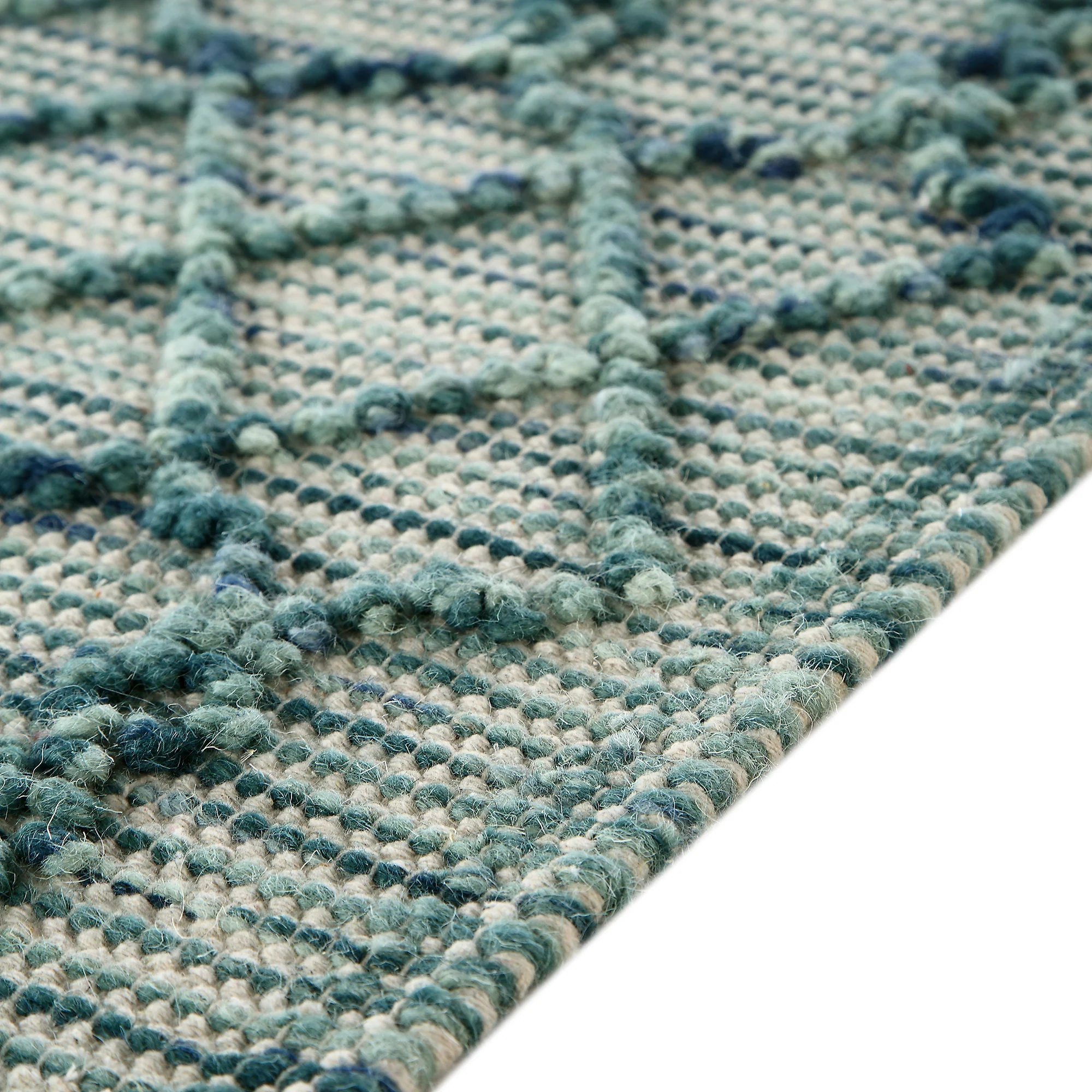 Avanti Handwoven Aquamarine Bobble Wool Rug - Image 10