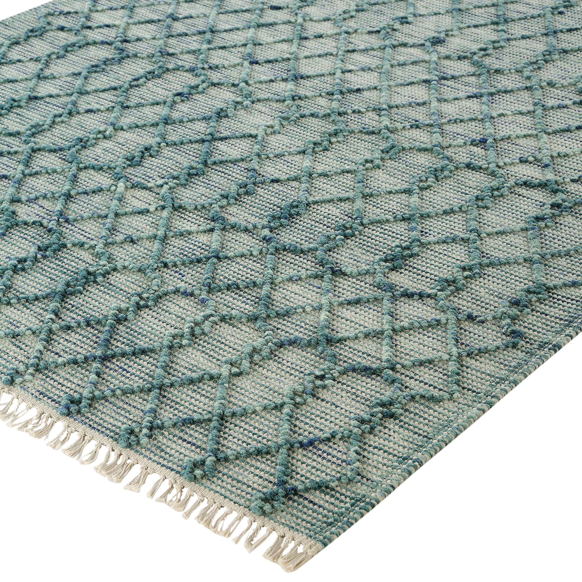 Avanti Handwoven Aquamarine Bobble Wool Rug - Image 6