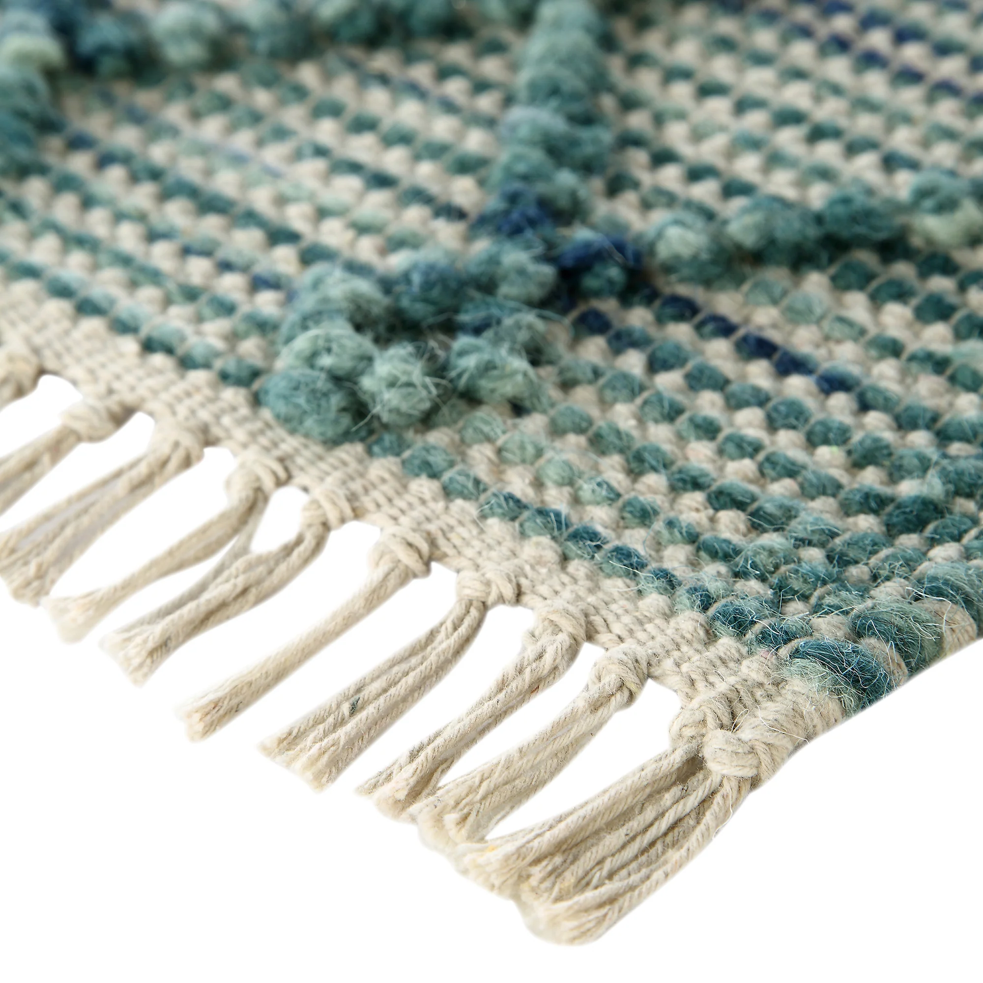 Avanti Handwoven Aquamarine Bobble Wool Rug - Image 8