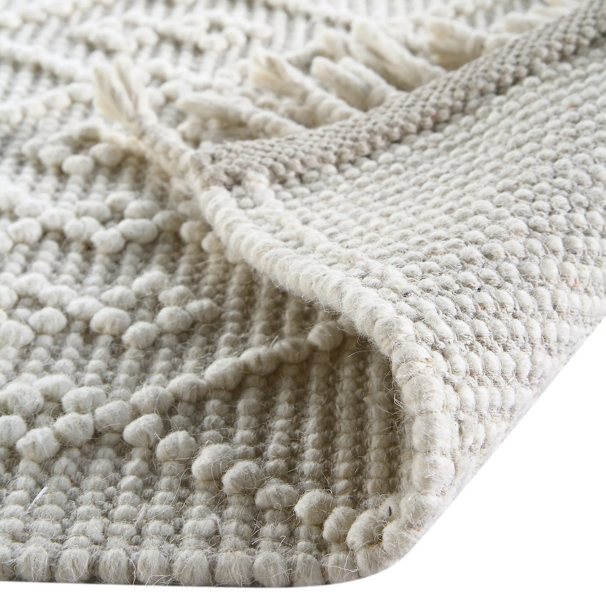 Avanti Handwoven Cream Bobble Wool Rug - Image 11