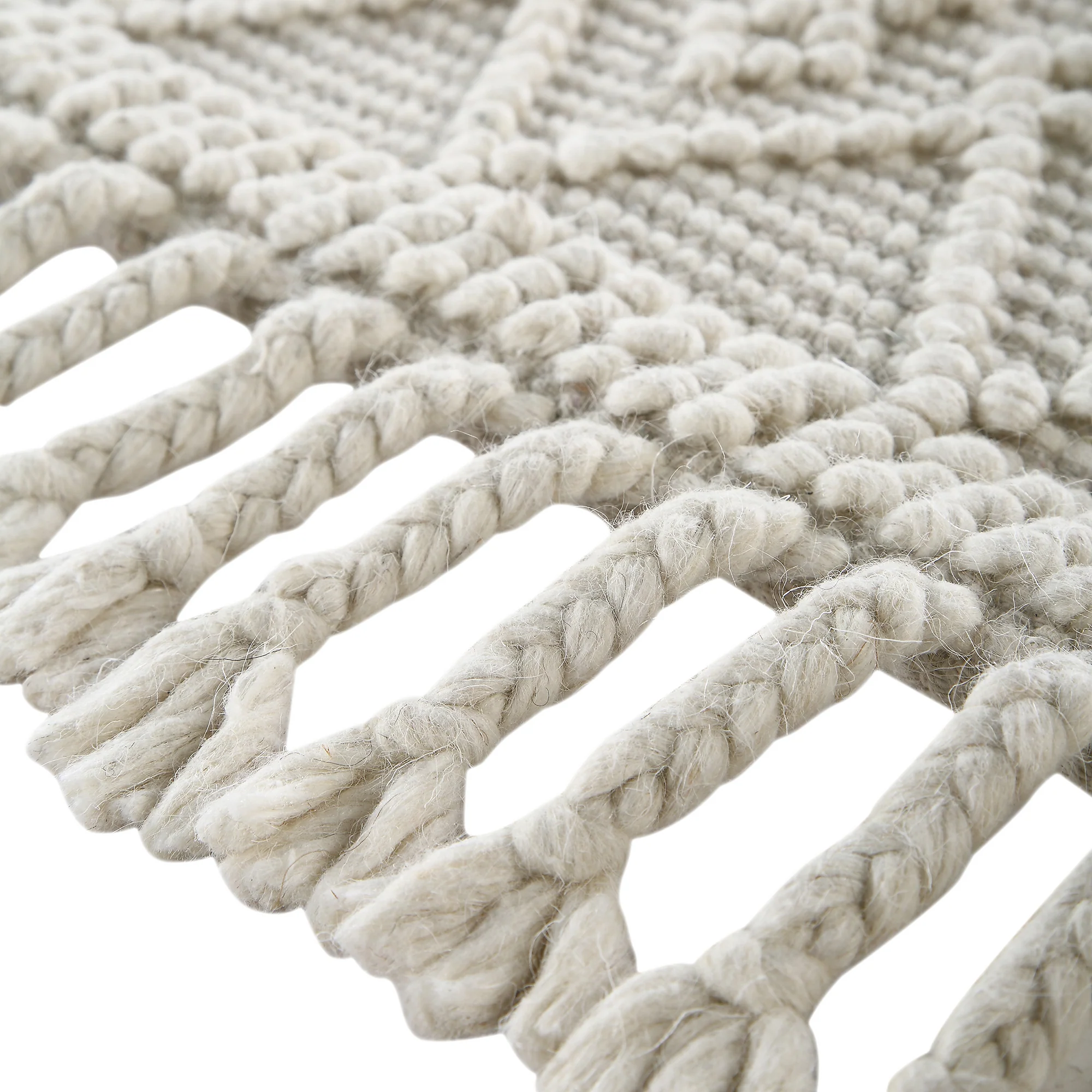 Avanti Handwoven Cream Bobble Wool Rug - Image 9