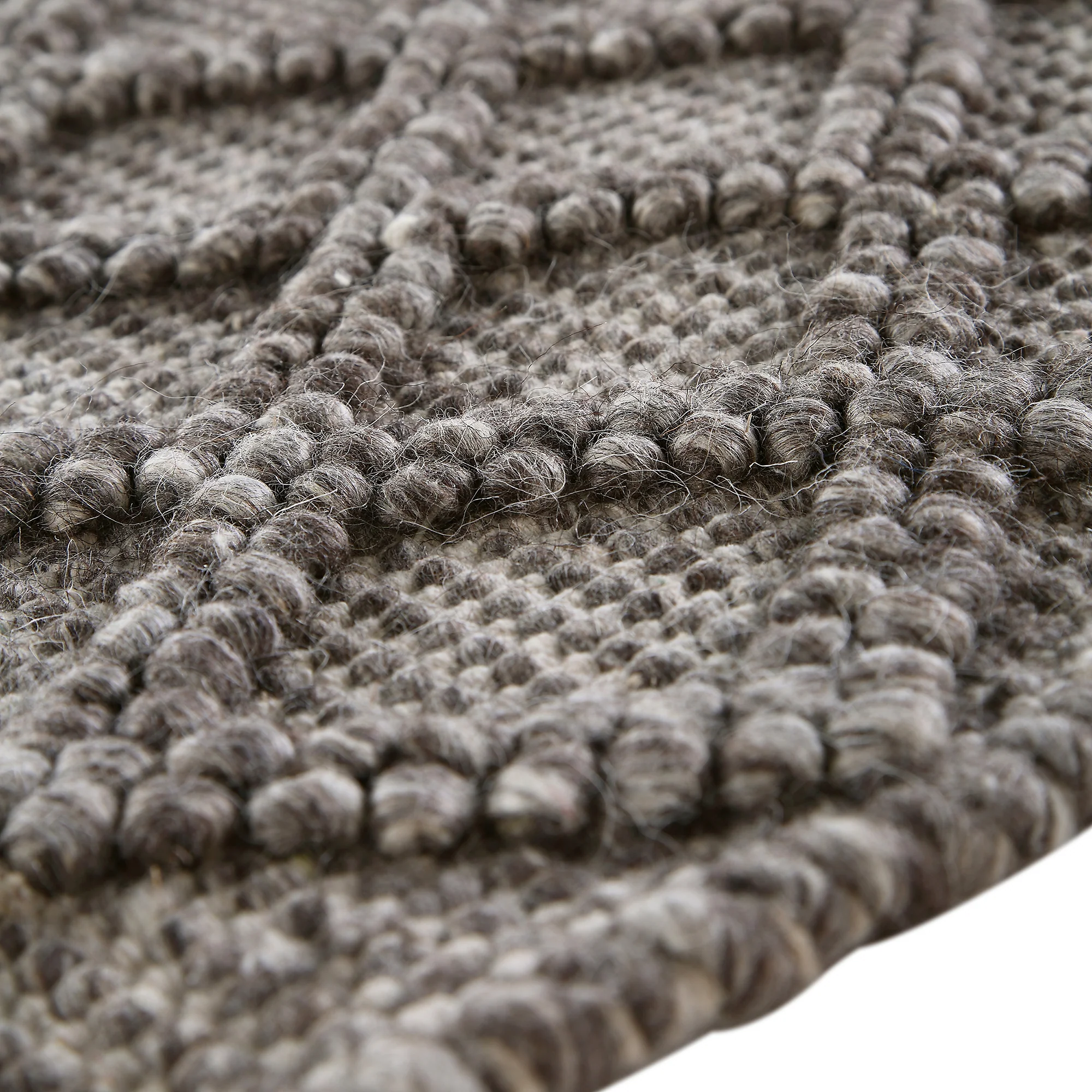 Avanti Handwoven Warm Grey Diamond Bobble Wool Rug - Image 5