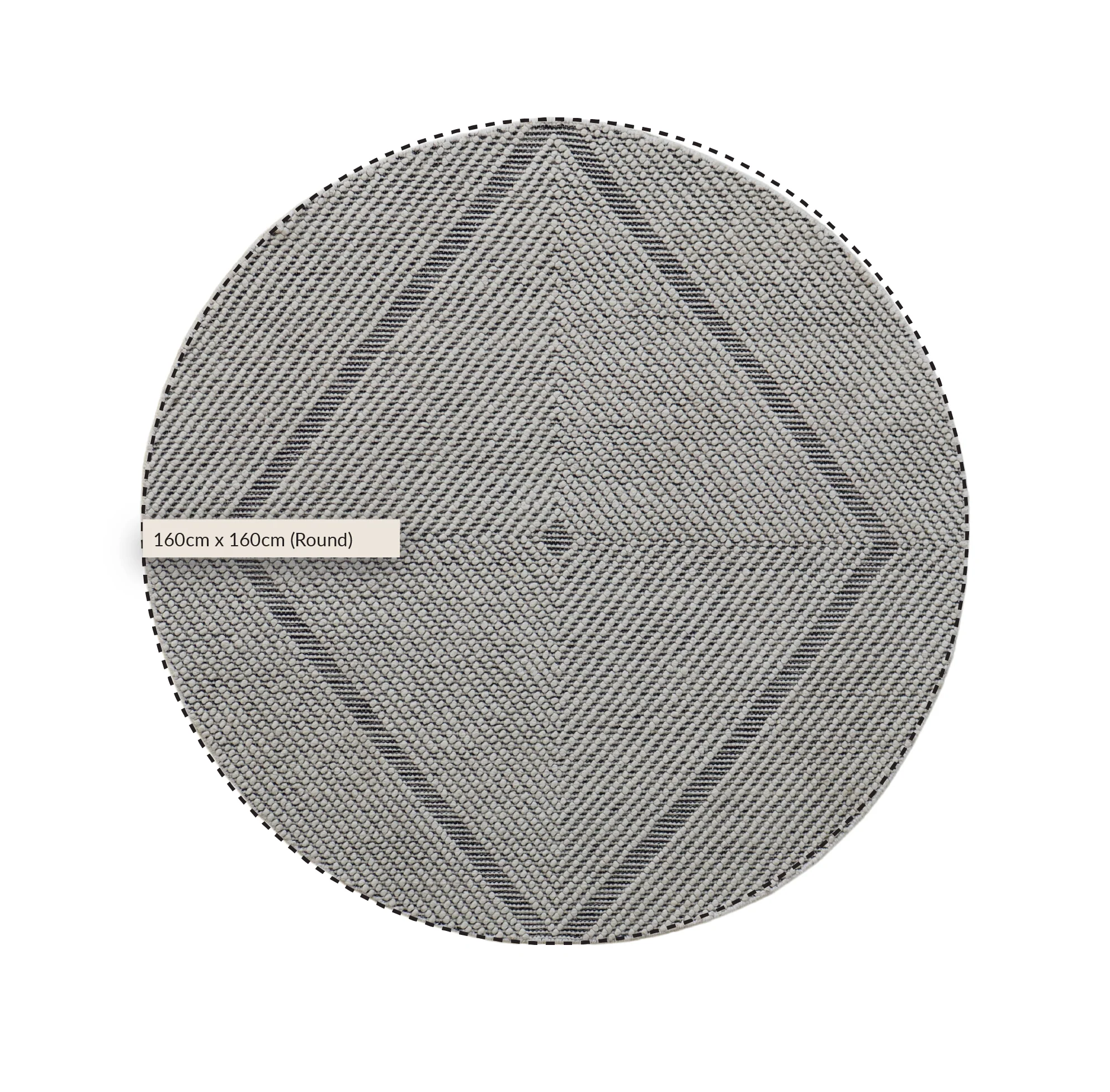 Avanti Handwoven Salt and Pepper Diamond Bobble Wool Round Rug - Image 4