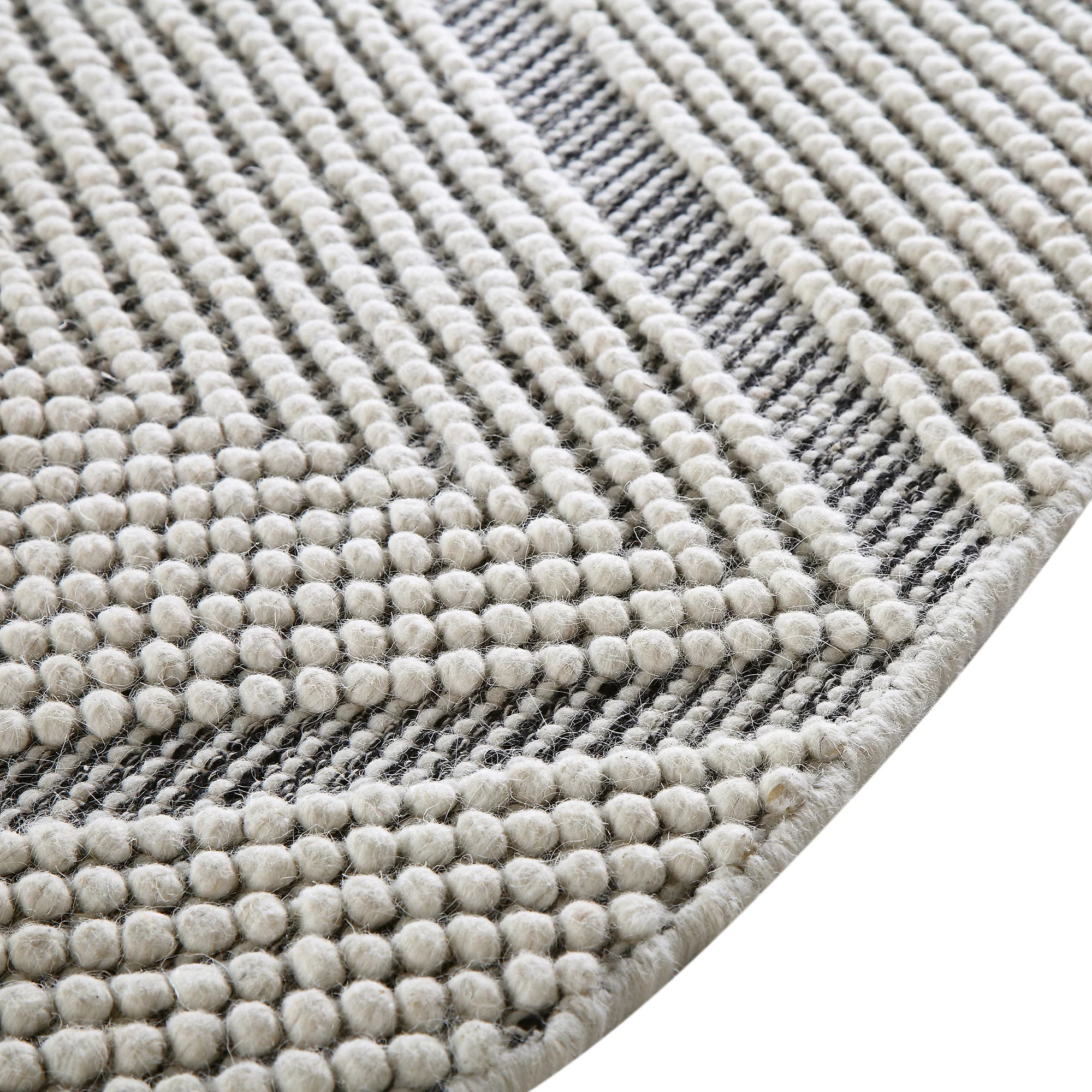 Avanti Handwoven Salt and Pepper Diamond Bobble Wool Round Rug - Image 8