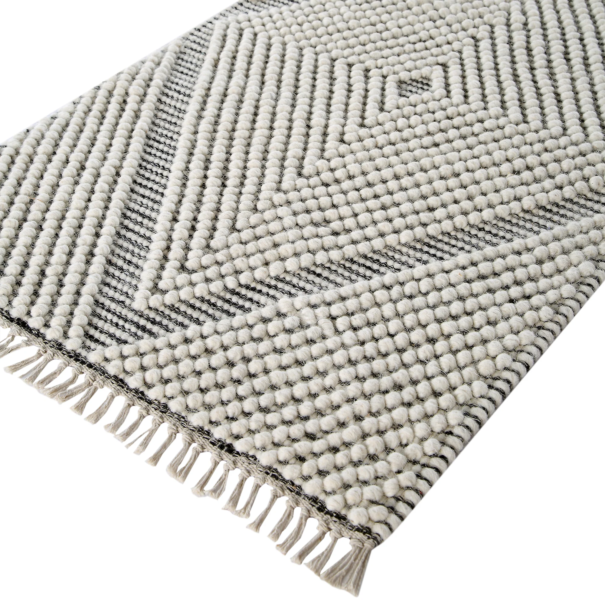 Avanti Handwoven Salt and Pepper Diamond Bobble Wool Runner - Image 7