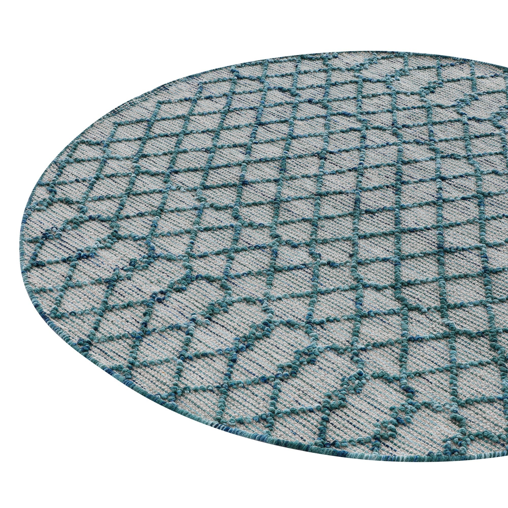 Avanti Handwoven Aquamarine Bobble Wool Round Rug - Image 2