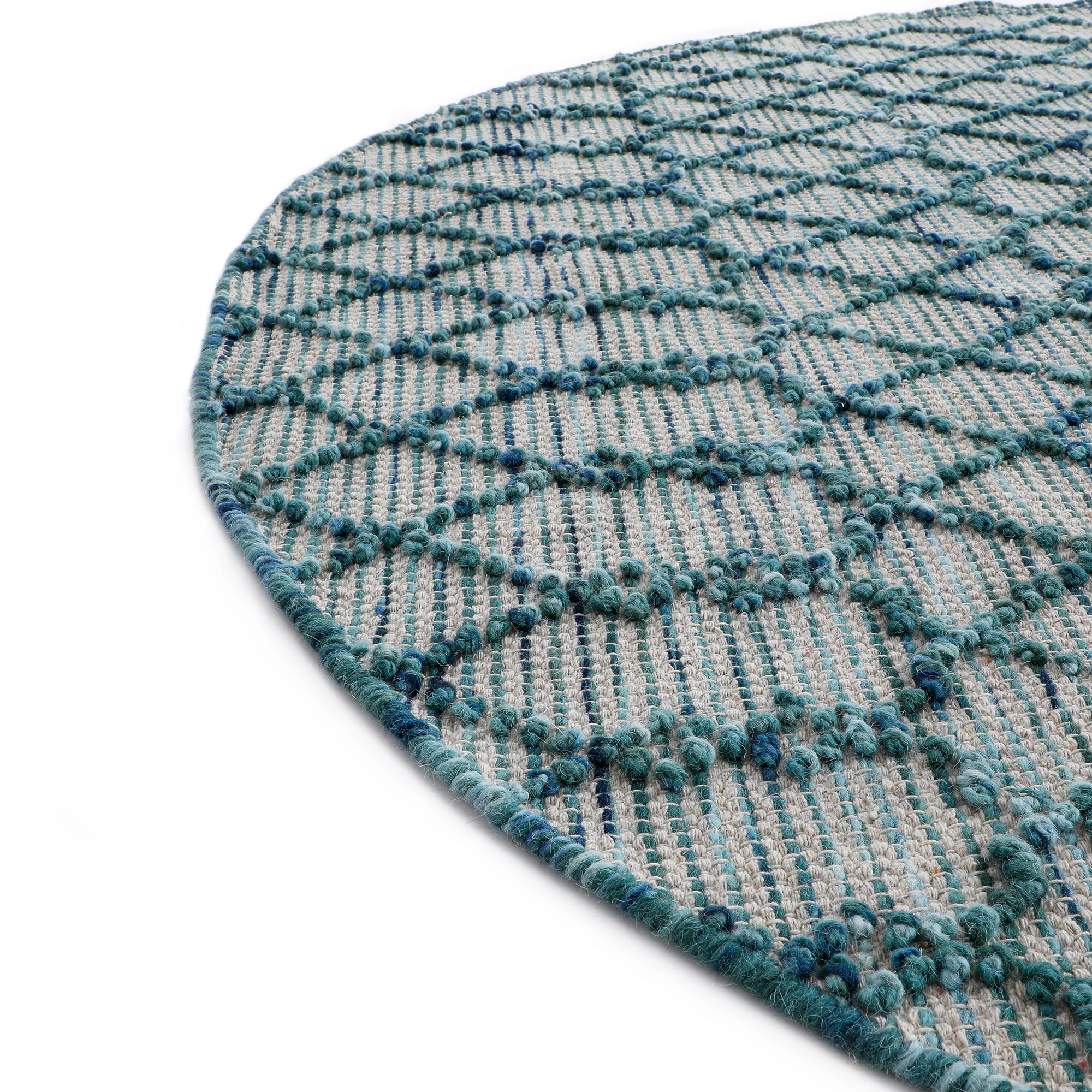 Avanti Handwoven Aquamarine Bobble Wool Round Rug - Image 4