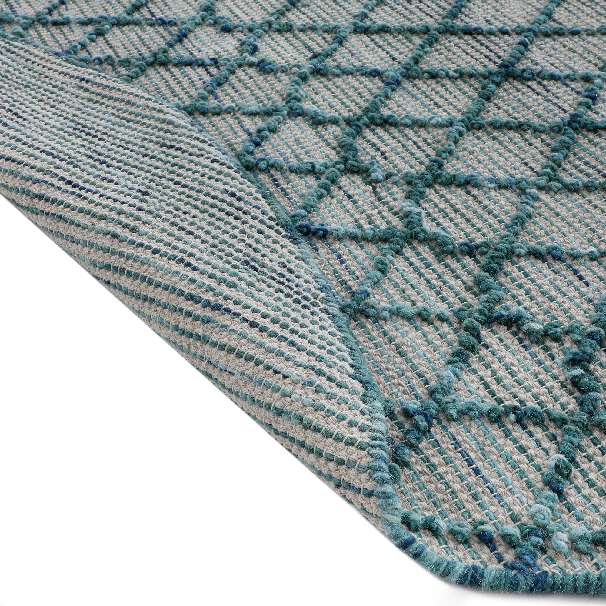 Avanti Handwoven Aquamarine Bobble Wool Round Rug - Image 6