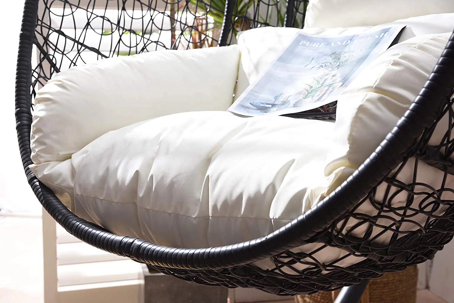 Azura Black Patio Hanging Egg Chair - Image 5