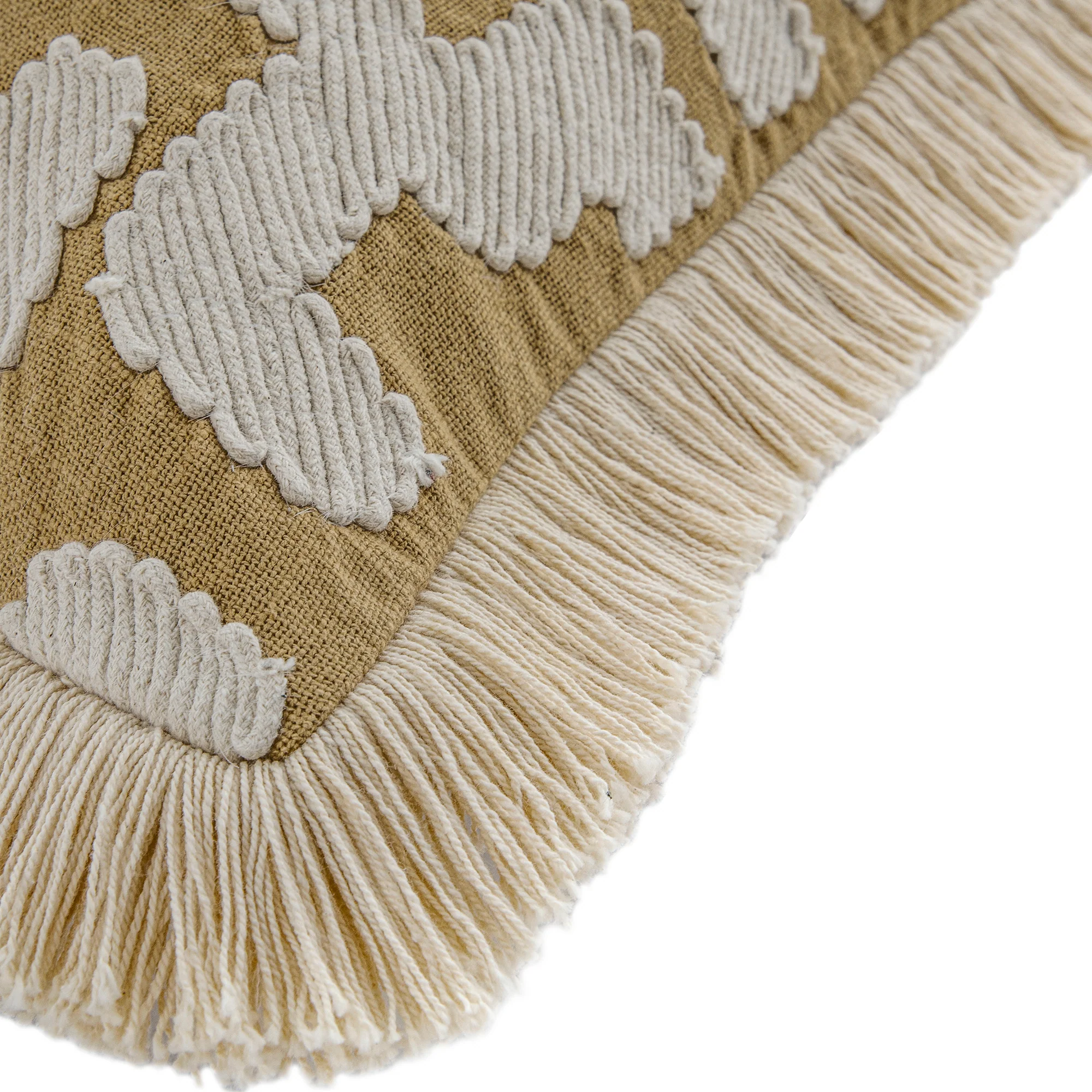 Baja Abstract Tan Fringe Cushion - Image 4