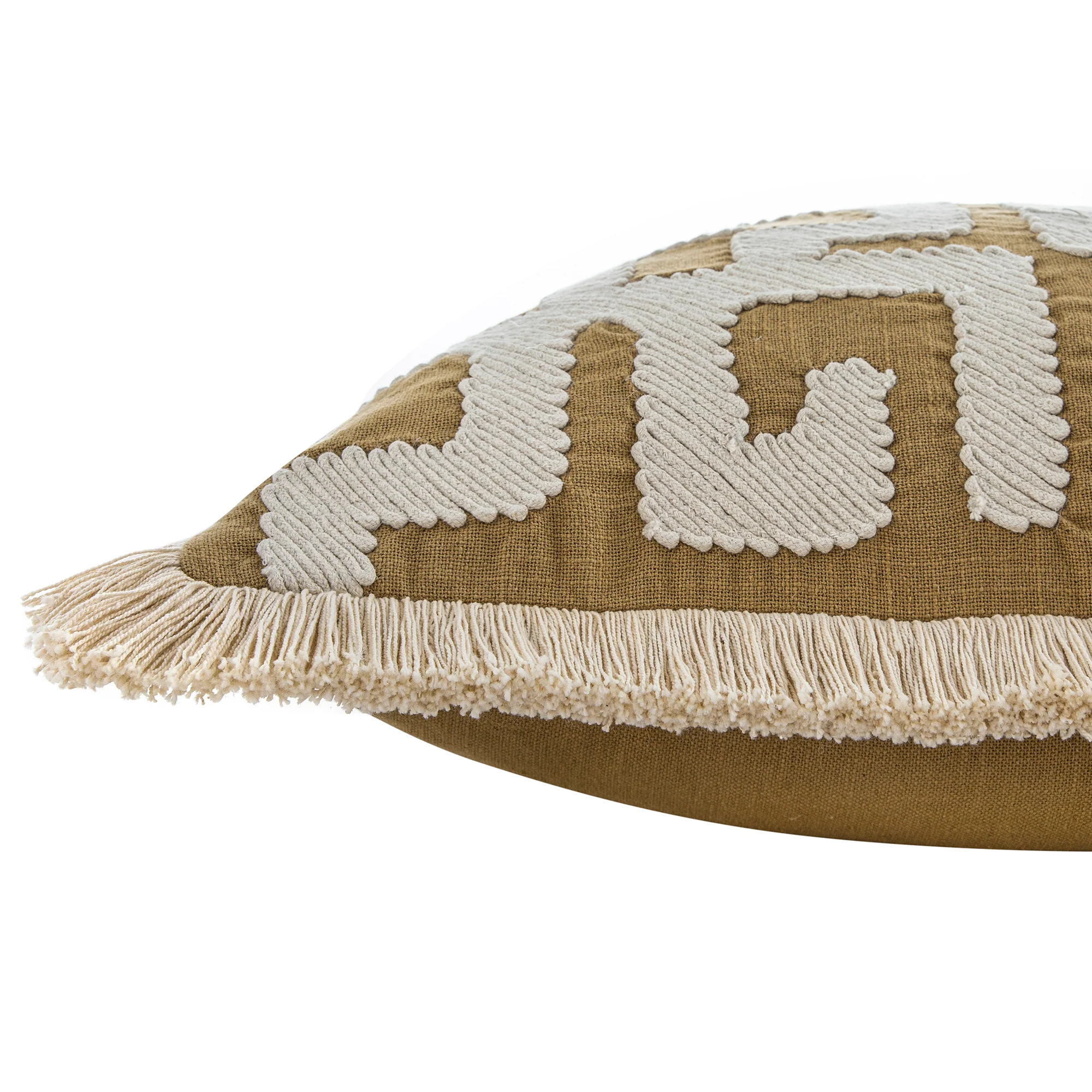 Baja Abstract Tan Fringe Cushion - Image 5