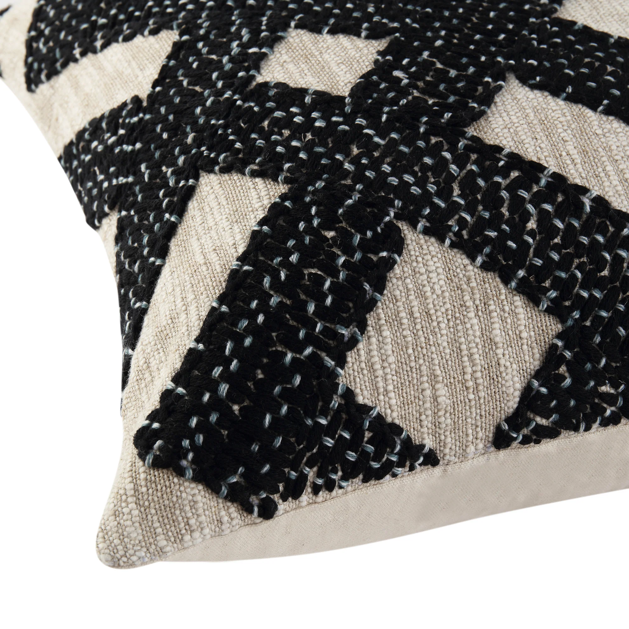 Baja Monochrome Geometric Embroidered Cushion - Image 5