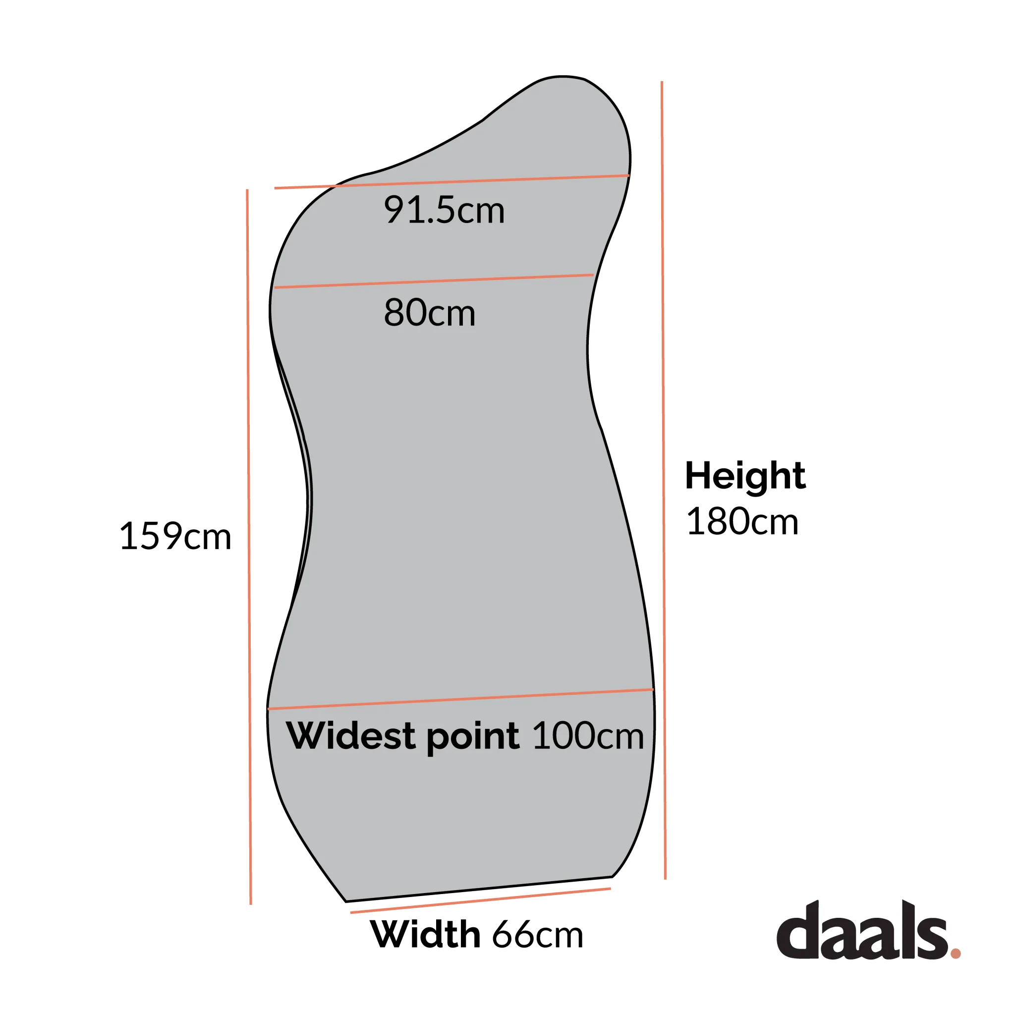 Bala Irregular Shaped Frameless Extra Large Full Length Pond Mirror 180 x 100 cm - Image 5