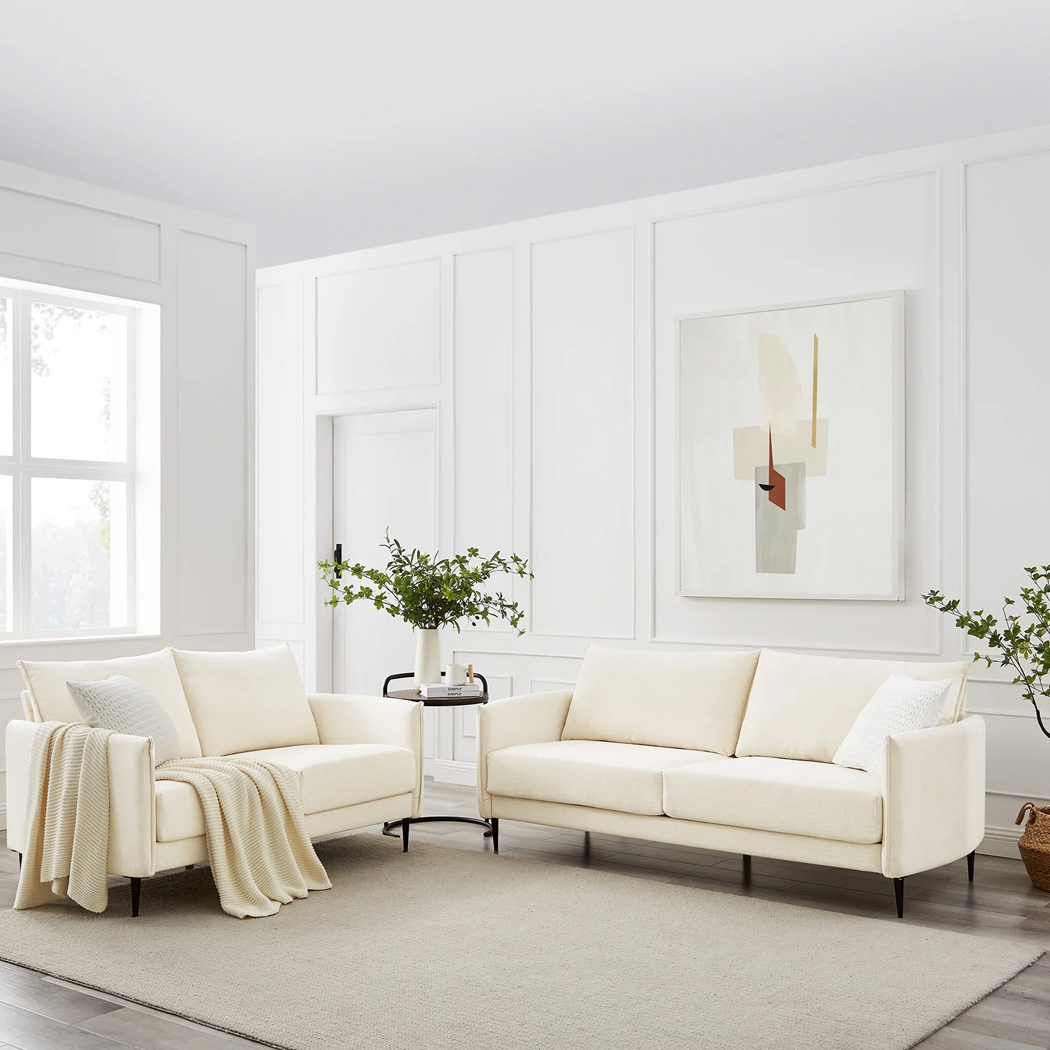Bari Beige Woven Fabric Sofa - Image 5