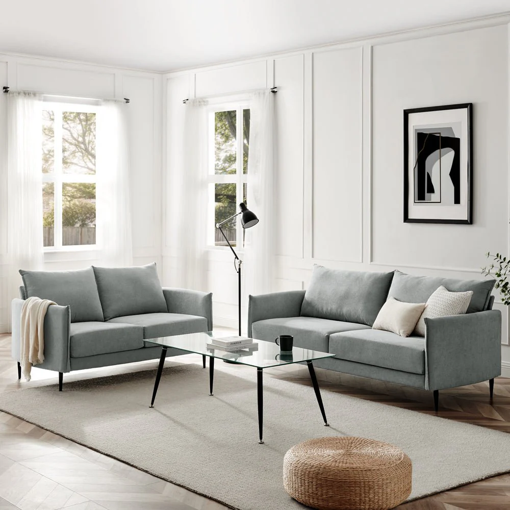Bari Light Grey Brushed Fabric Sofa - Image 7