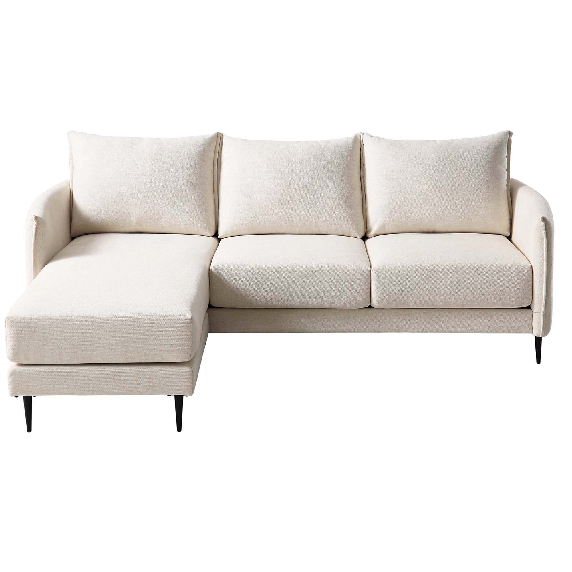 Bari Light Beige Woven Fabric Chaise Sofa - Image 4