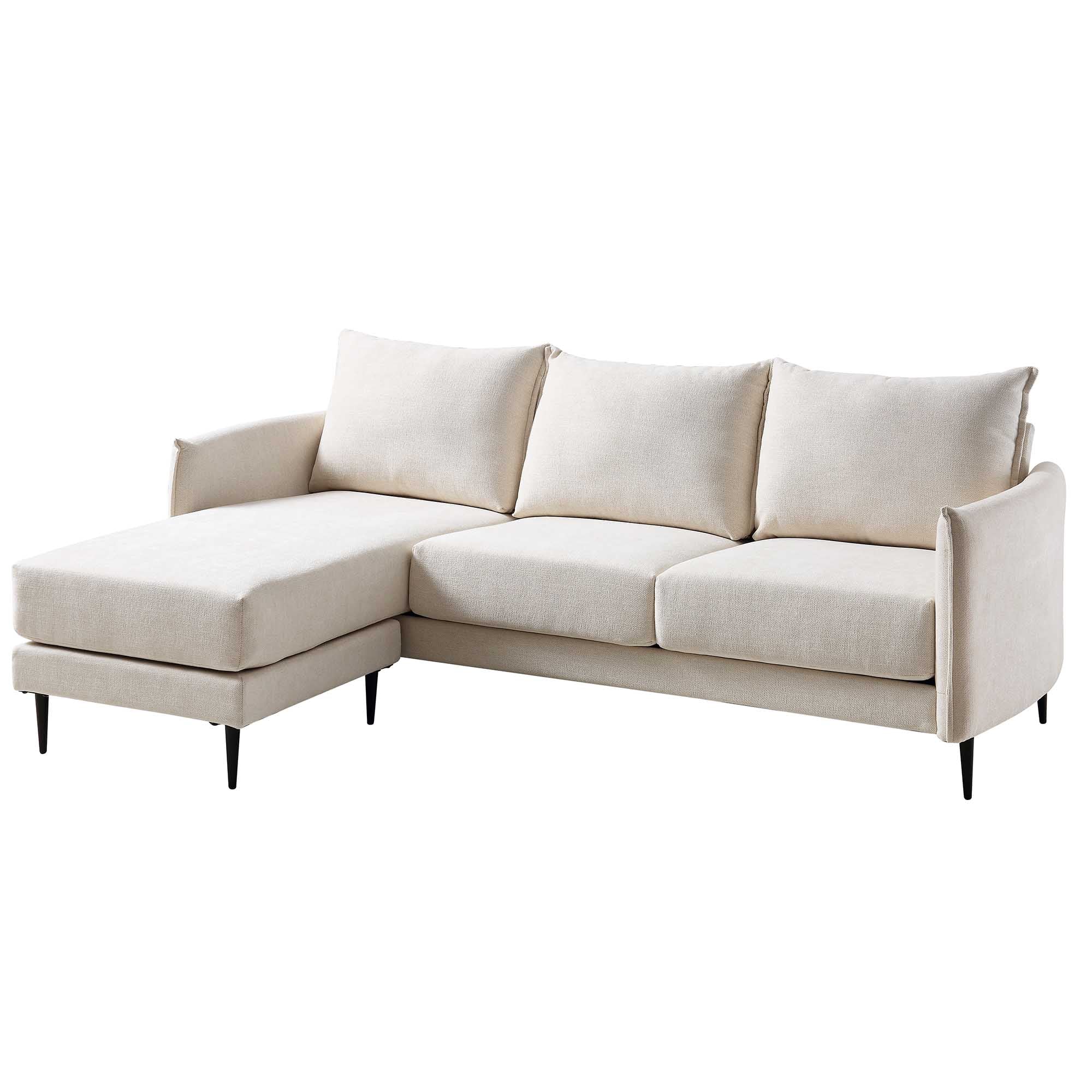 Bari Light Beige Woven Fabric Chaise Sofa - Image 5