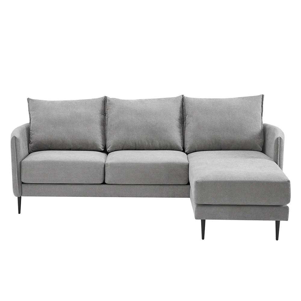 Bari Light Grey Brushed Fabric Chaise Sofa - Image 3
