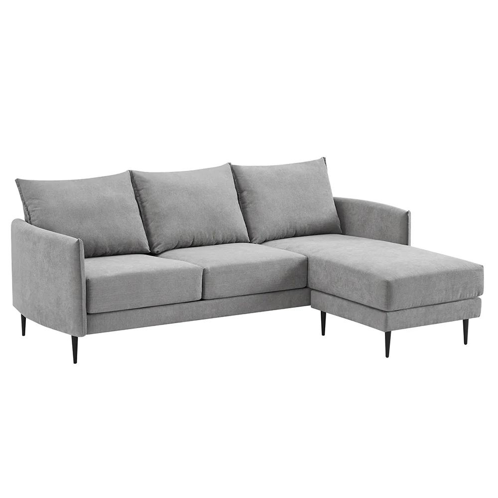 Bari Light Grey Brushed Fabric Chaise Sofa - Image 4