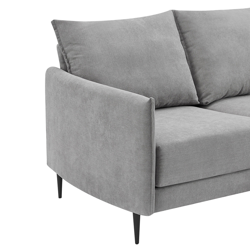 Bari Light Grey Brushed Fabric Chaise Sofa - Image 6