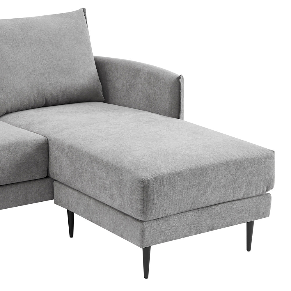 Bari Light Grey Brushed Fabric Chaise Sofa - Image 7