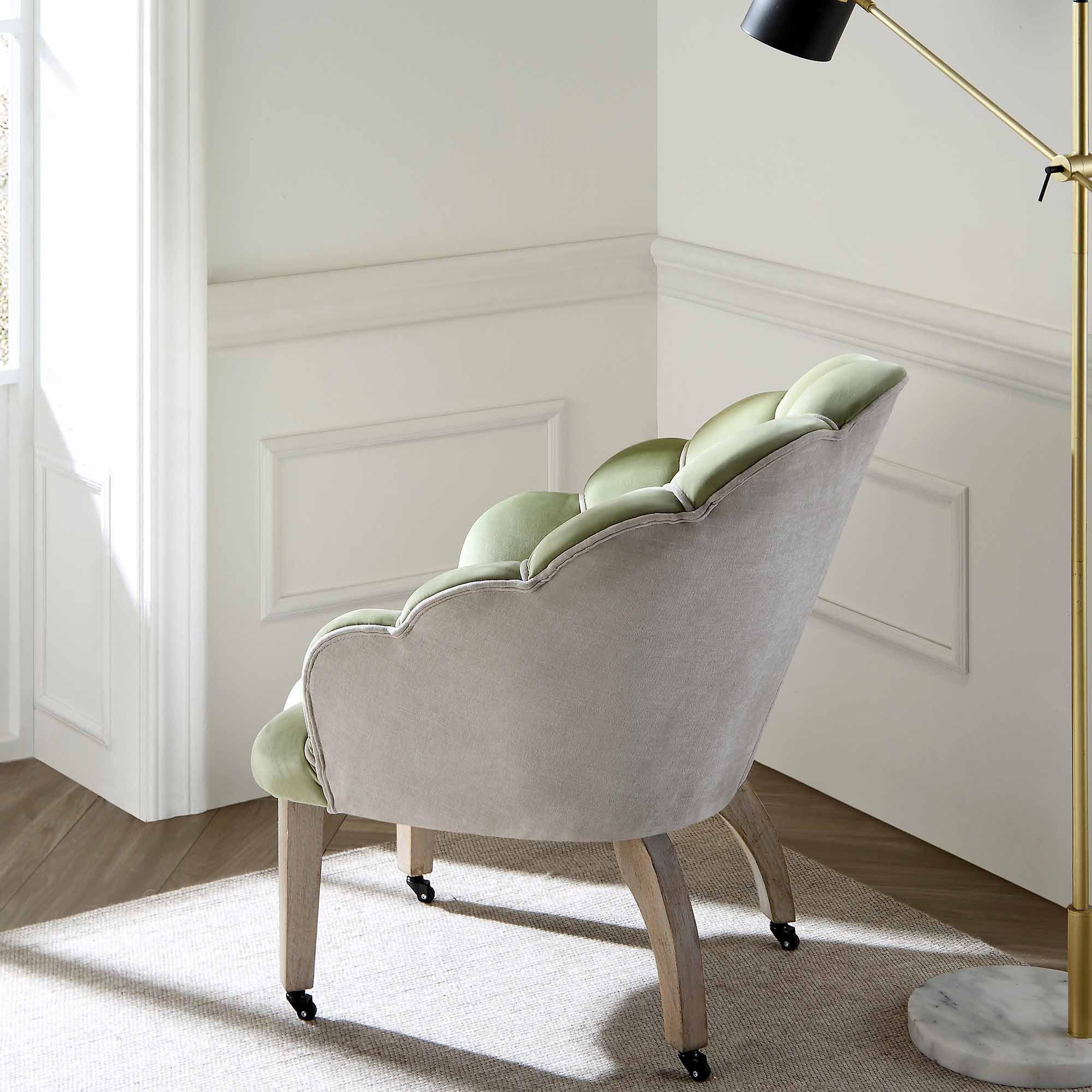Barnard Scalloped Clam Chair, Lichen Velvet - Image 3