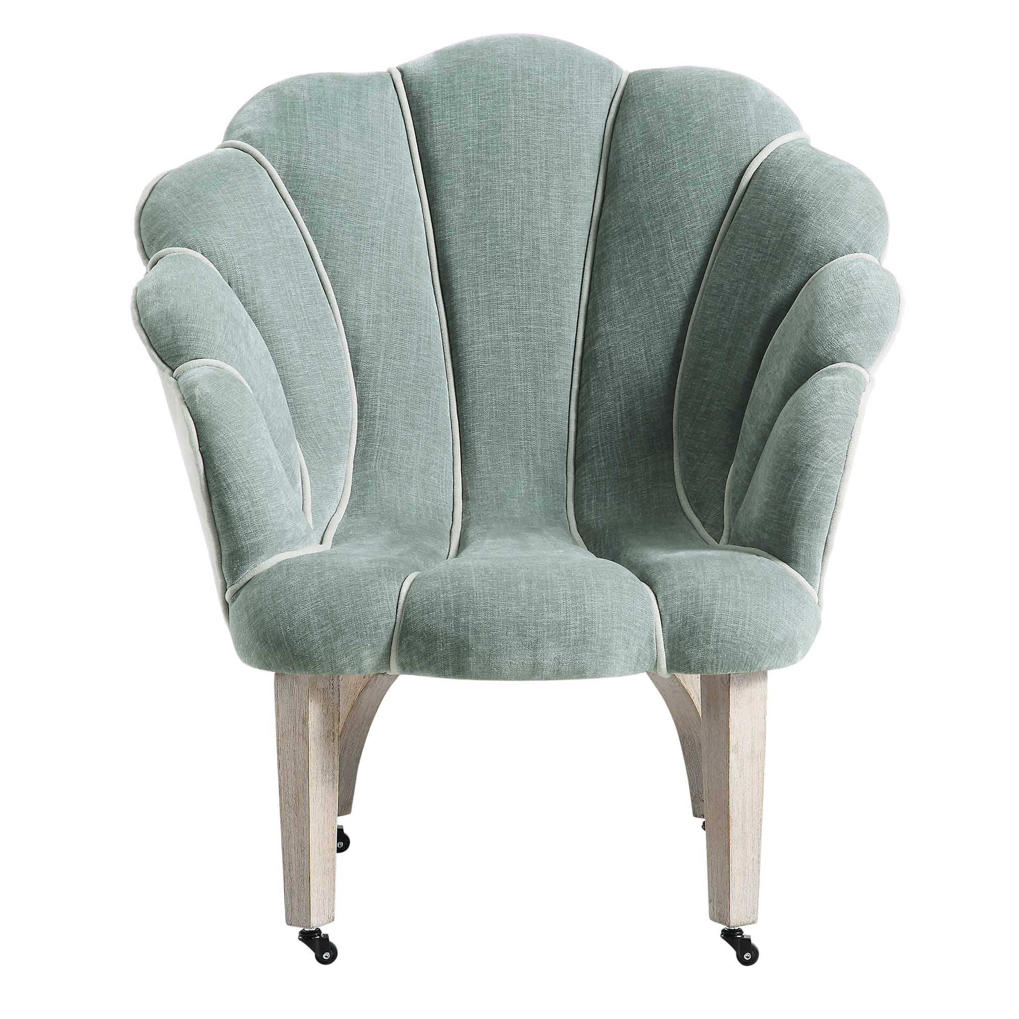 Barnard Scalloped Clam Chair, Sage Green Chenille - Image 4