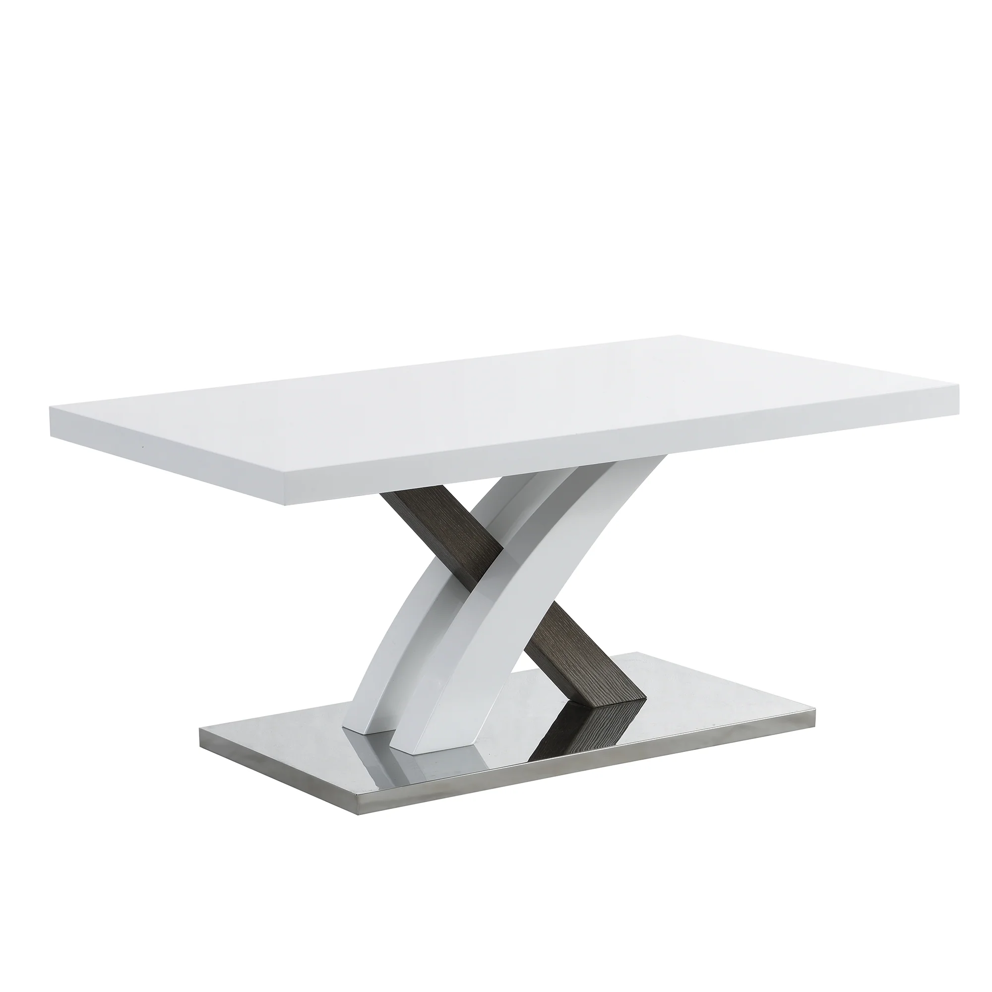 Basel High Gloss White Coffee Table with Stainless Steel Base - Image 4