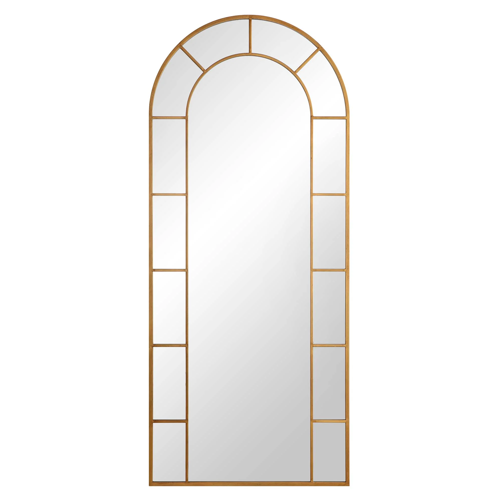 Beaumont Arched Full Length Metal Frame Mirror 178 x 76 cm, Antique Gold Effect - Image 3