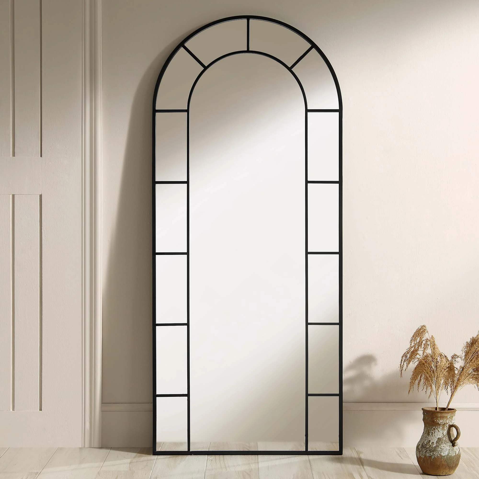 Beaumont Arched Full Length Metal Frame Mirror 178 x 76 cm, Black - Image 2