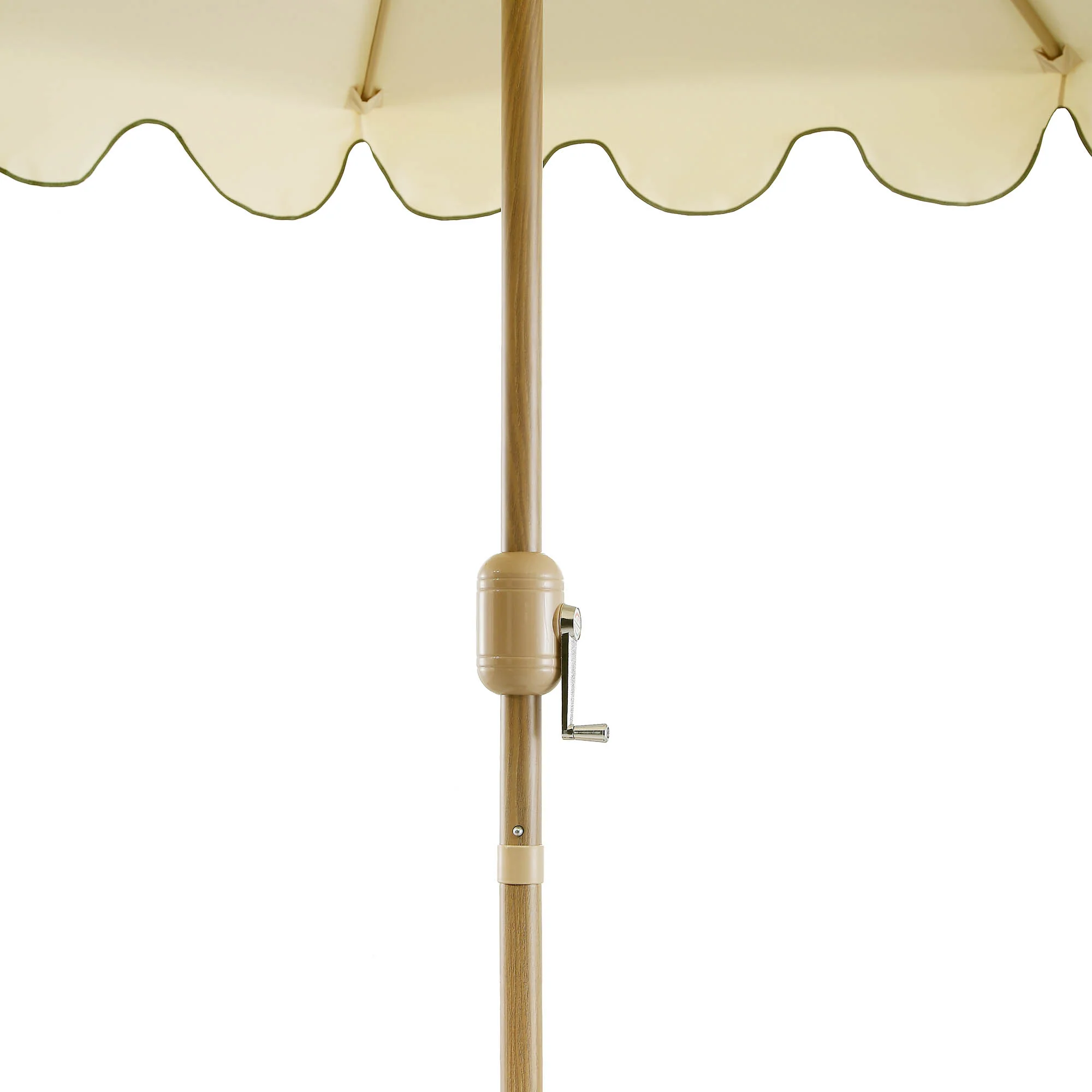 Beige 2.6M Octagonal Crank and Tilt Parasol with Grass Green Scalloped Edge - Image 13