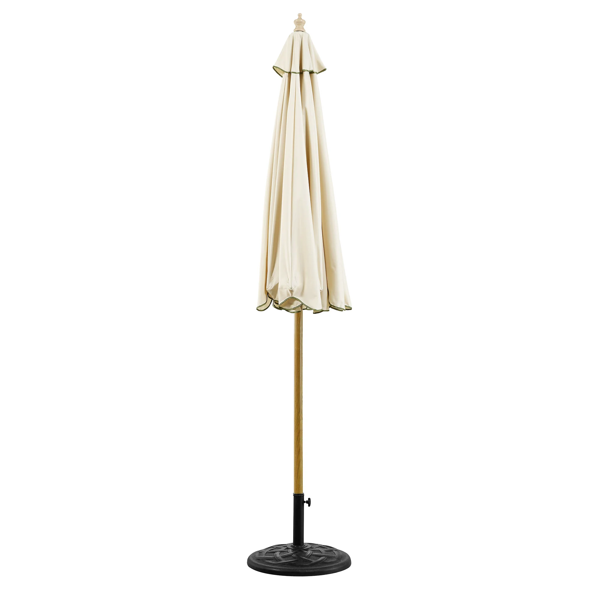 Beige 2.6M Octagonal Crank and Tilt Parasol with Grass Green Scalloped Edge - Image 6