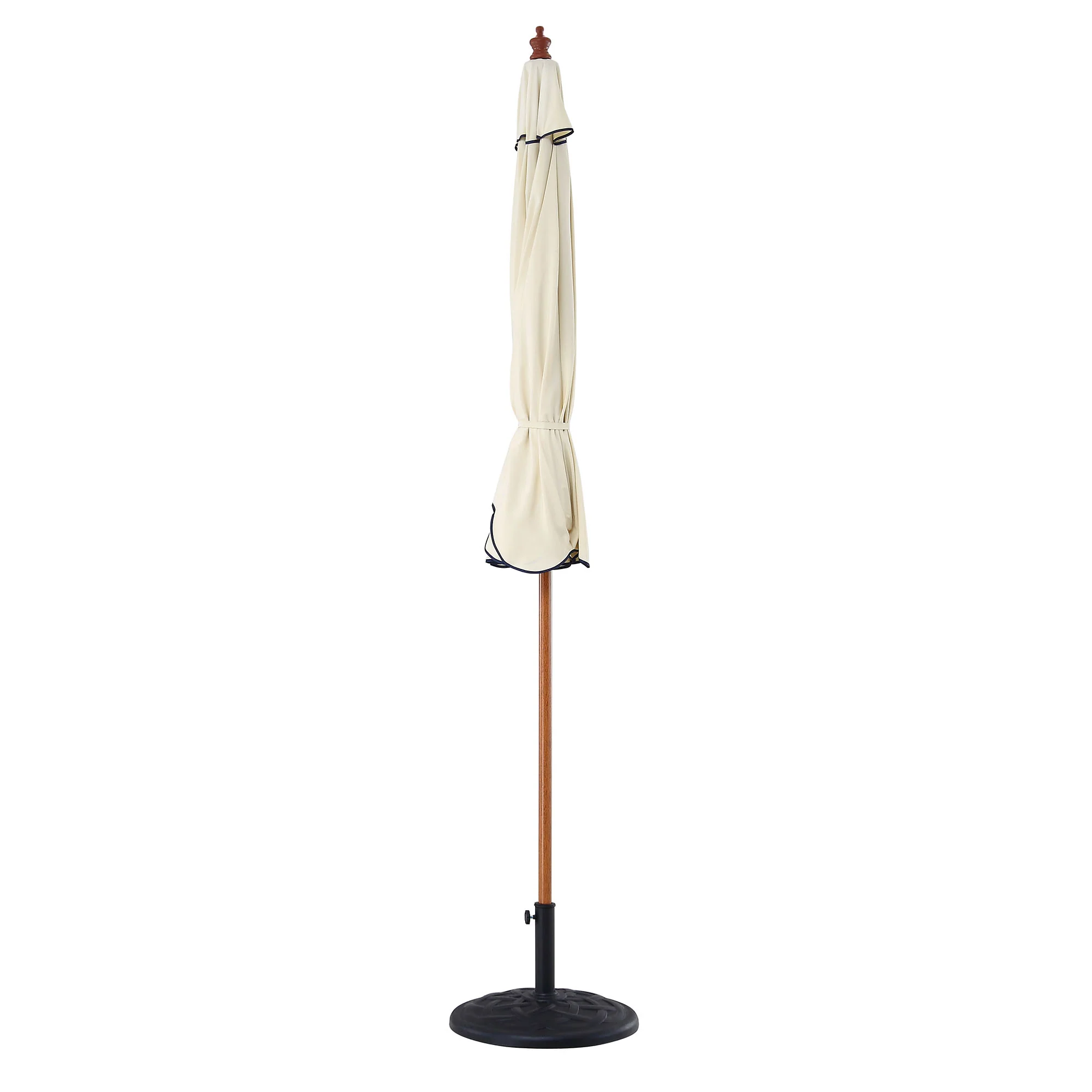 Beige 2.6M Octagonal Crank and Tilt Parasol with Navy Scalloped Edge - Image 5