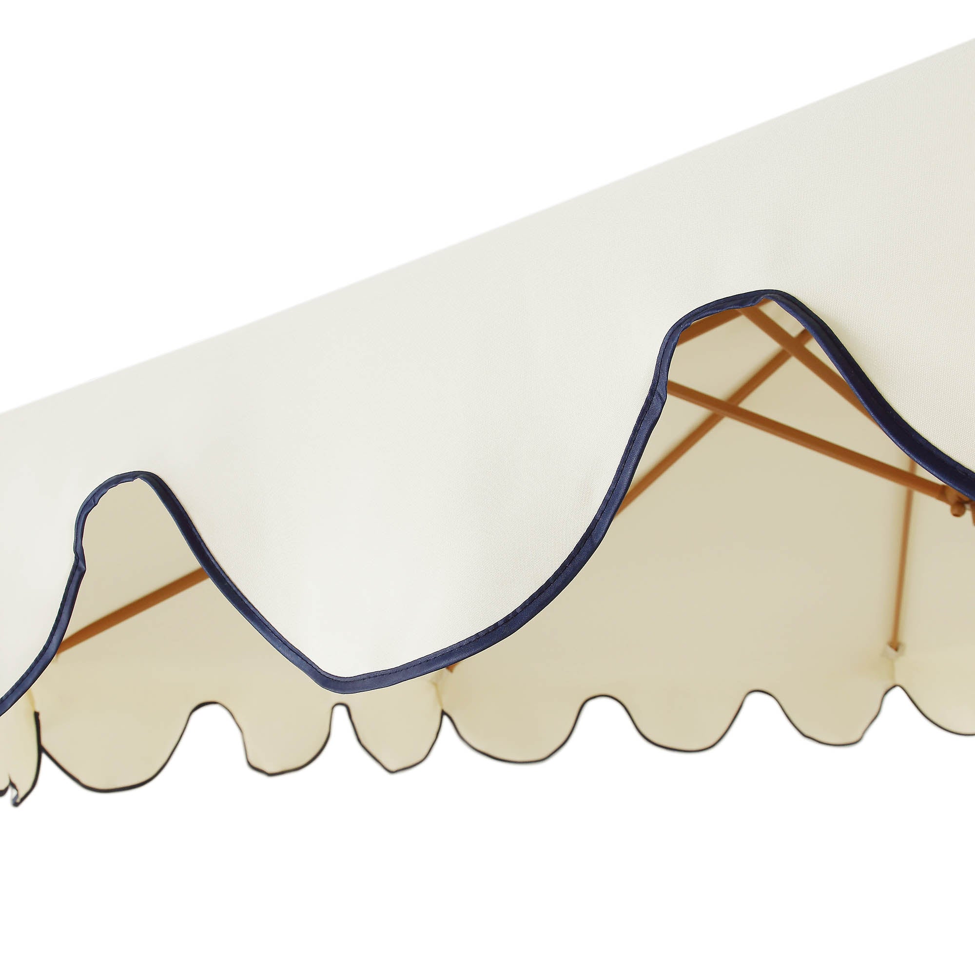 Beige 2.6M Octagonal Crank and Tilt Parasol with Navy Scalloped Edge - Image 8