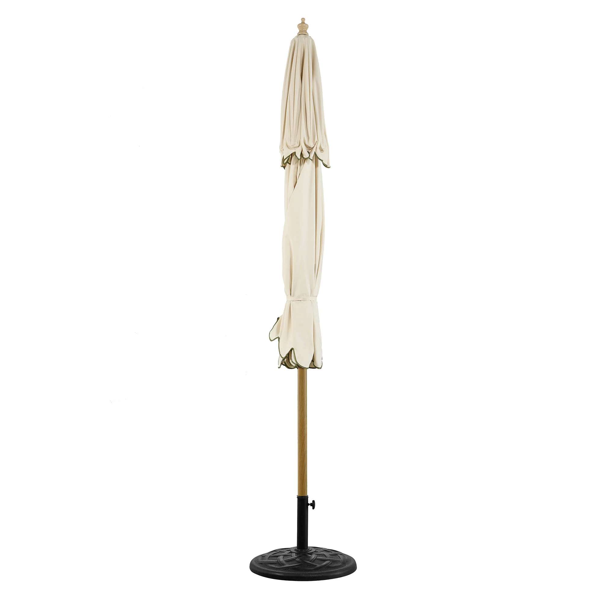Fabienne Beige 3M Octagonal Double Top Crank and Tilt Parasol with Green Scalloped Edge - Image 8