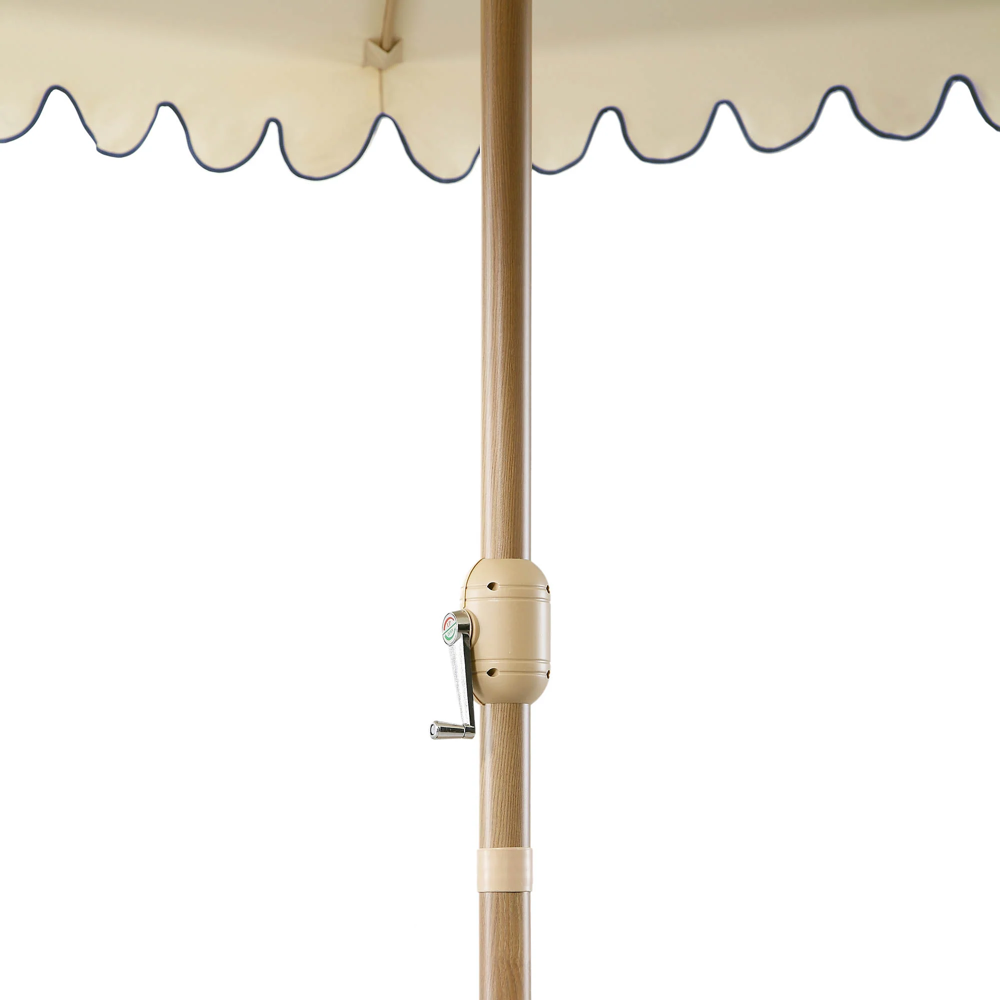 Fabienne Beige 3M Octagonal Double Top Crank and Tilt Parasol with Navy Scalloped Edge - Image 10