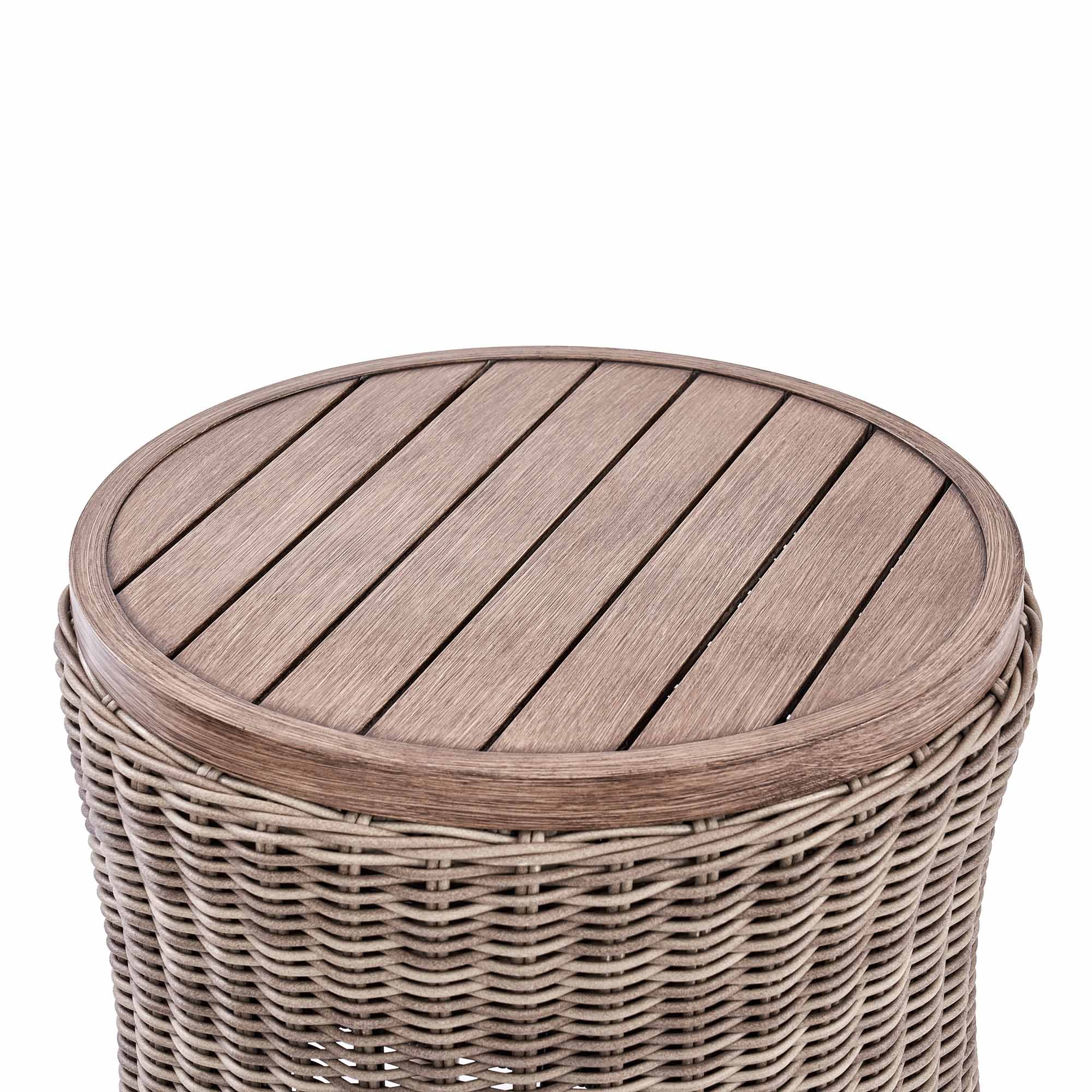 Bellagio Round Wicker Bistro Set with Rising Side Table, Natural - Image 13