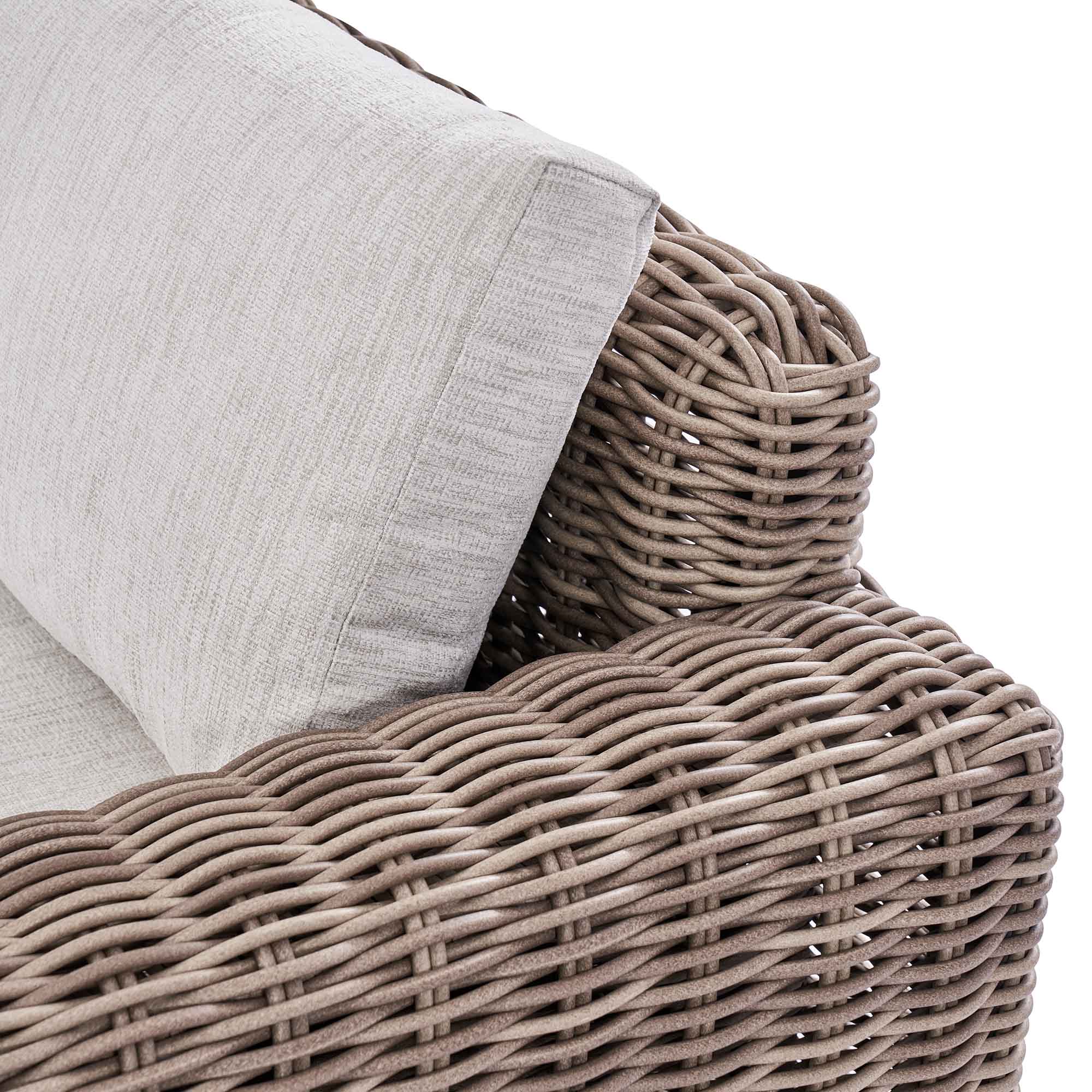 Bellagio Round Wicker Large Corner Casual Dining Set with Rising Firepit Table, Natural - Image 17