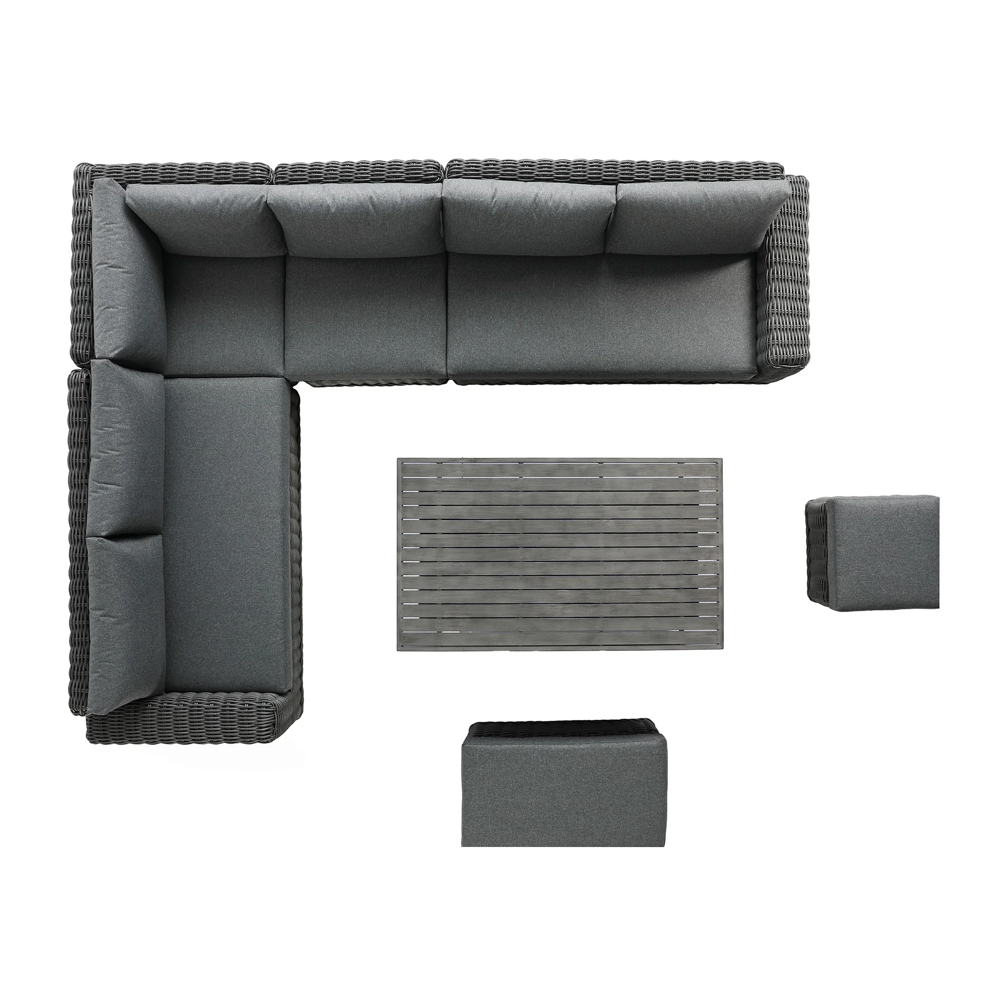 Bellagio Round Wicker Large Corner Casual Dining Set with Rising Table, Dark Grey - Image 13
