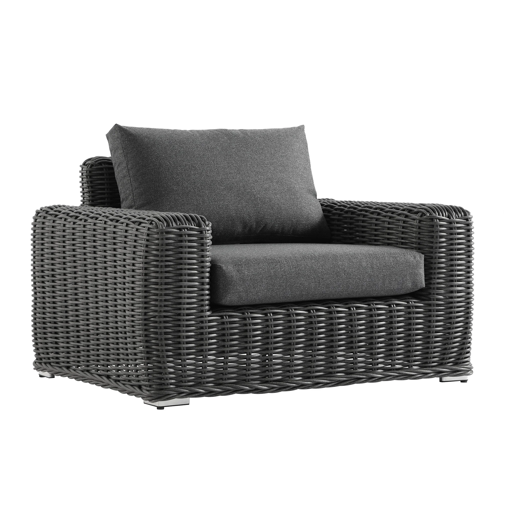 Bellagio Round Wicker Outdoor 1-Seater Sofa, Dark Grey - Image 7