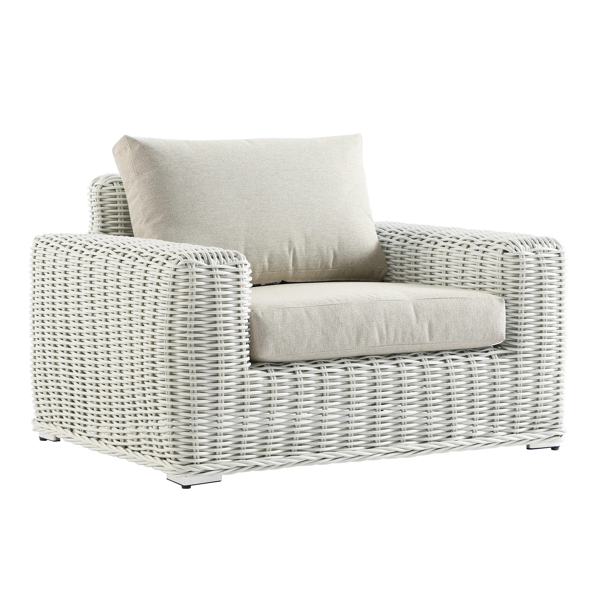 Bellagio Round Wicker Outdoor 1-Seater Sofa, White - Image 4