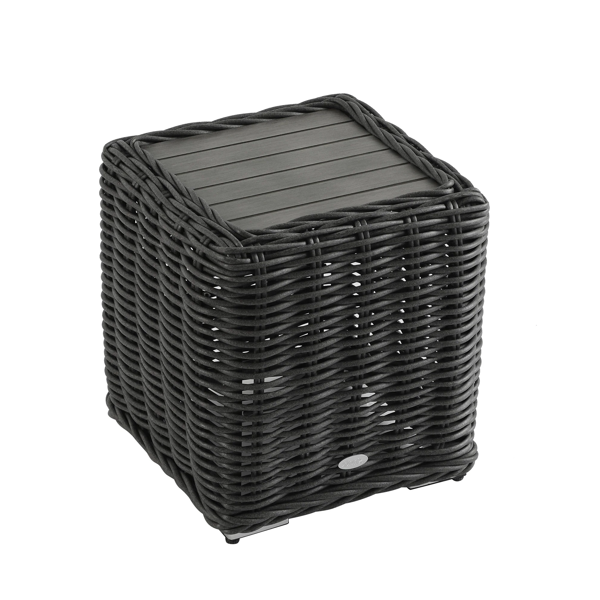 Bellagio Round Wicker Outdoor Side Table, Dark Grey - Image 3