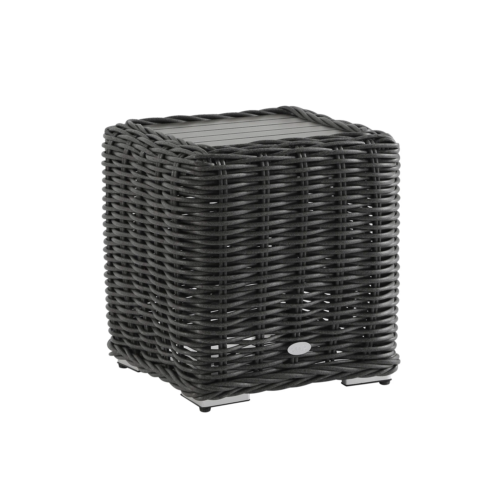 Bellagio Round Wicker Outdoor Side Table, Dark Grey - Image 5