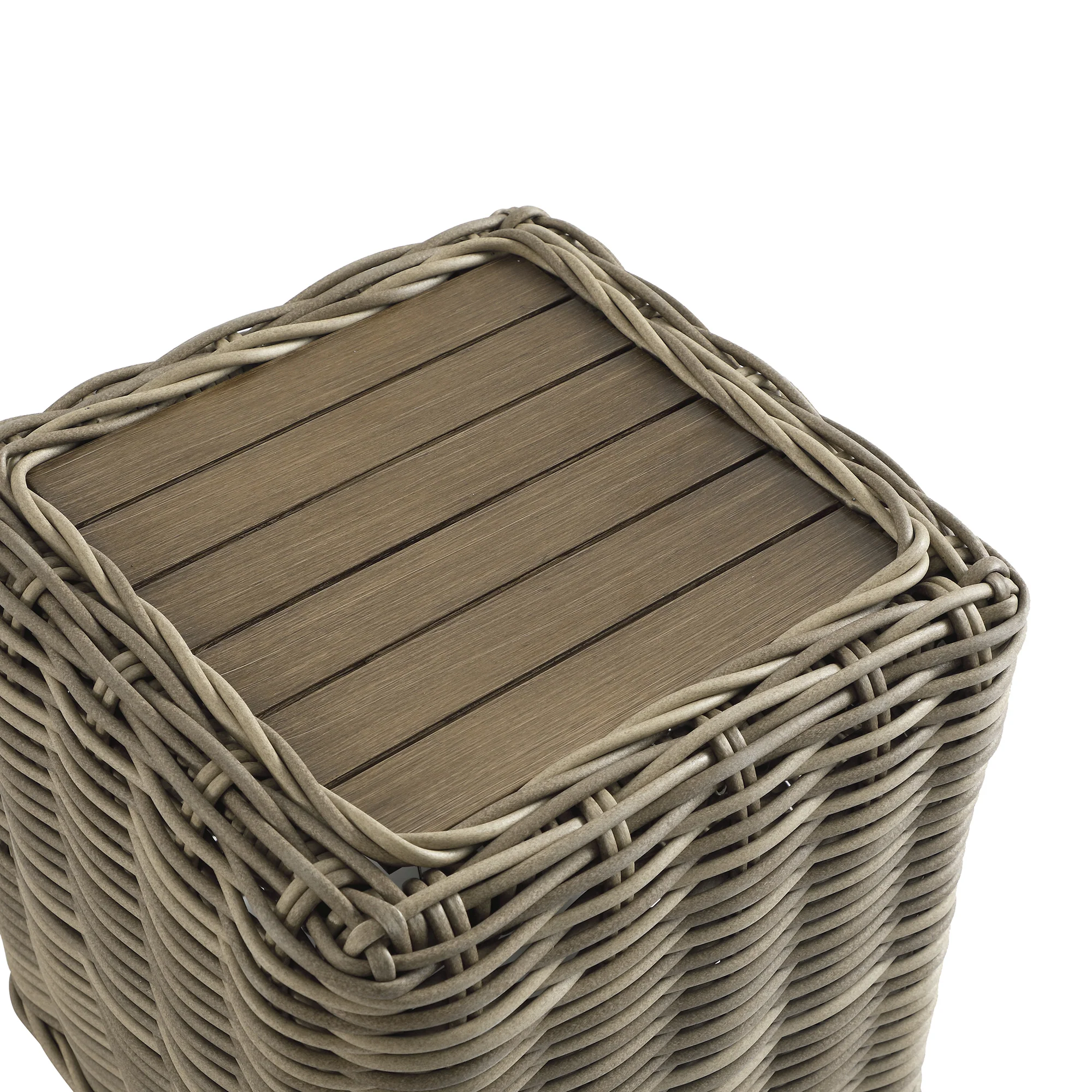 Bellagio Round Wicker Outdoor Side Table, Natural - Image 5