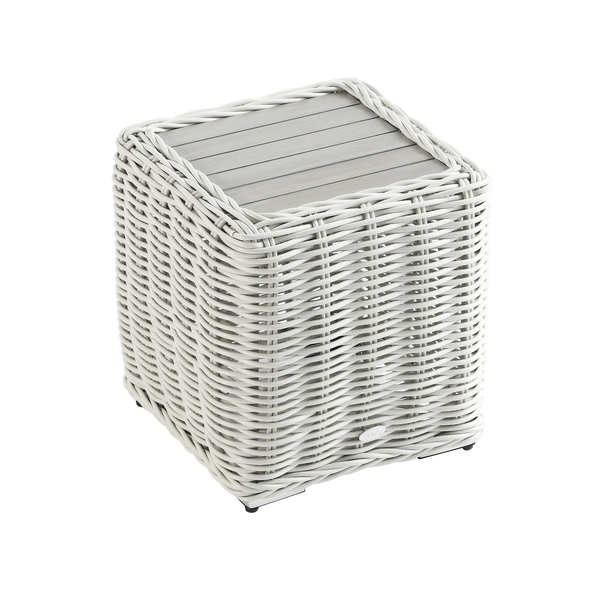 Bellagio Round Wicker Outdoor Side Table, White - Image 5